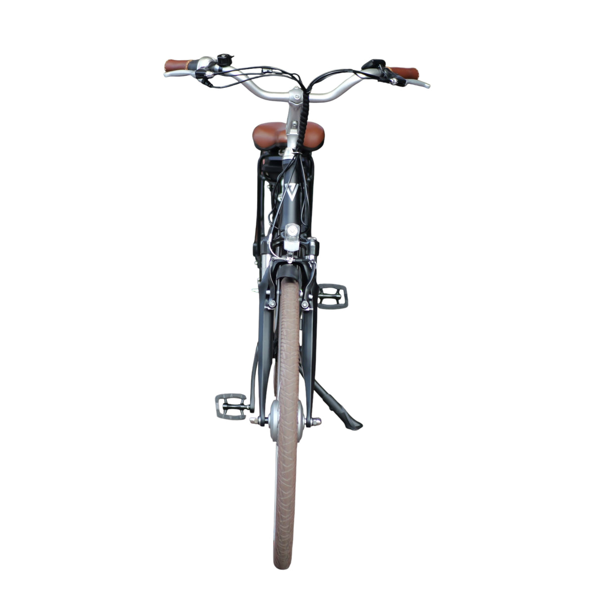 Vogue Basic N3 Elektrische Fiets - Mat Zwart met Bruine Accenten - 47 cm