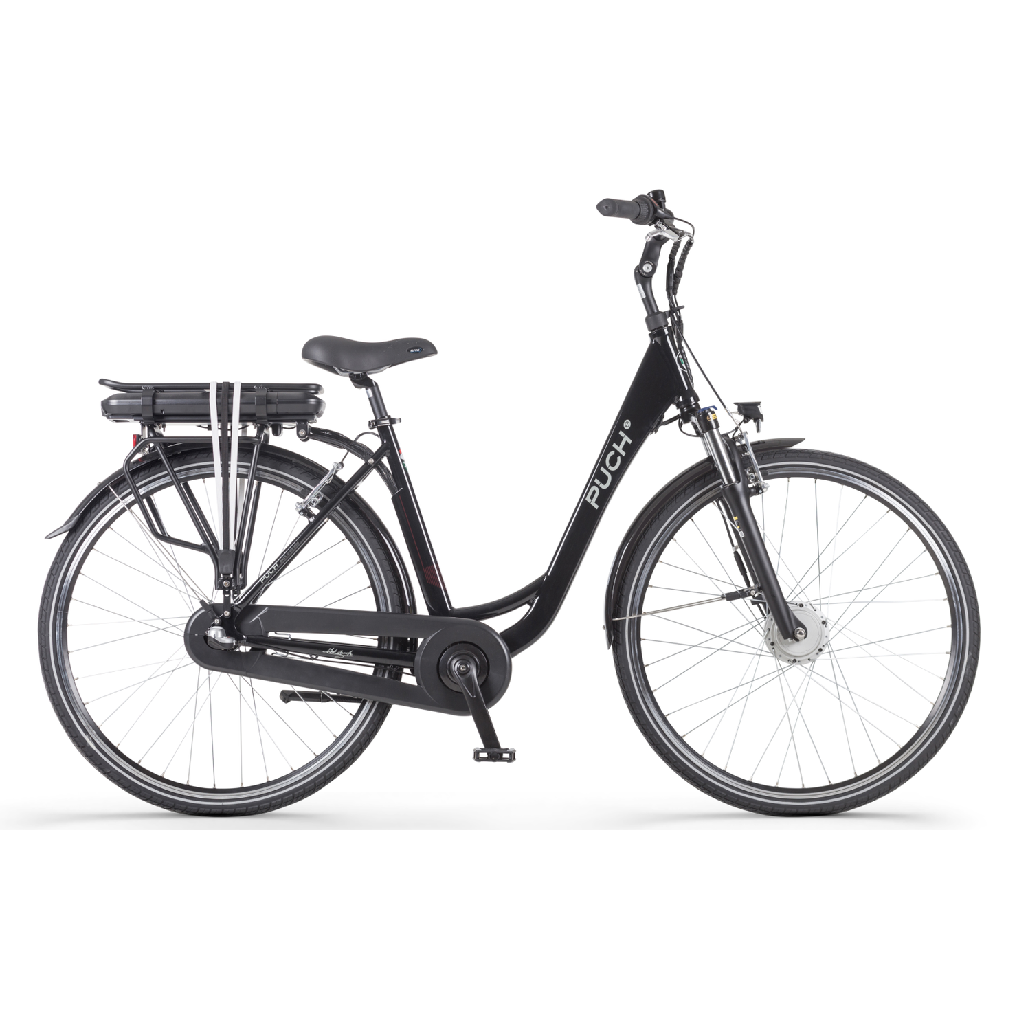 PUCH E-Folk N3 – Elektrische Unisex Stadsfiets – 28 inch- Zwart– Voorwielmotor – Shimano Nexus 3 Versnellingen – 468 Wh Accu - AE-trading