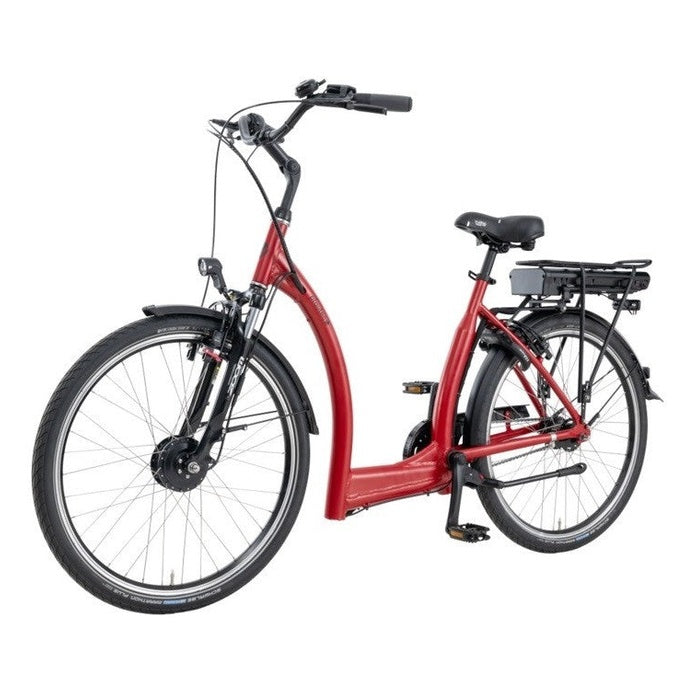 Pfautec Fena FM – Mat Rood – Elektrische Fiets – 324Wh accu – Extra lage instap 29cm – Voorwielmotor – Shimano Nexus 7 - AE-trading