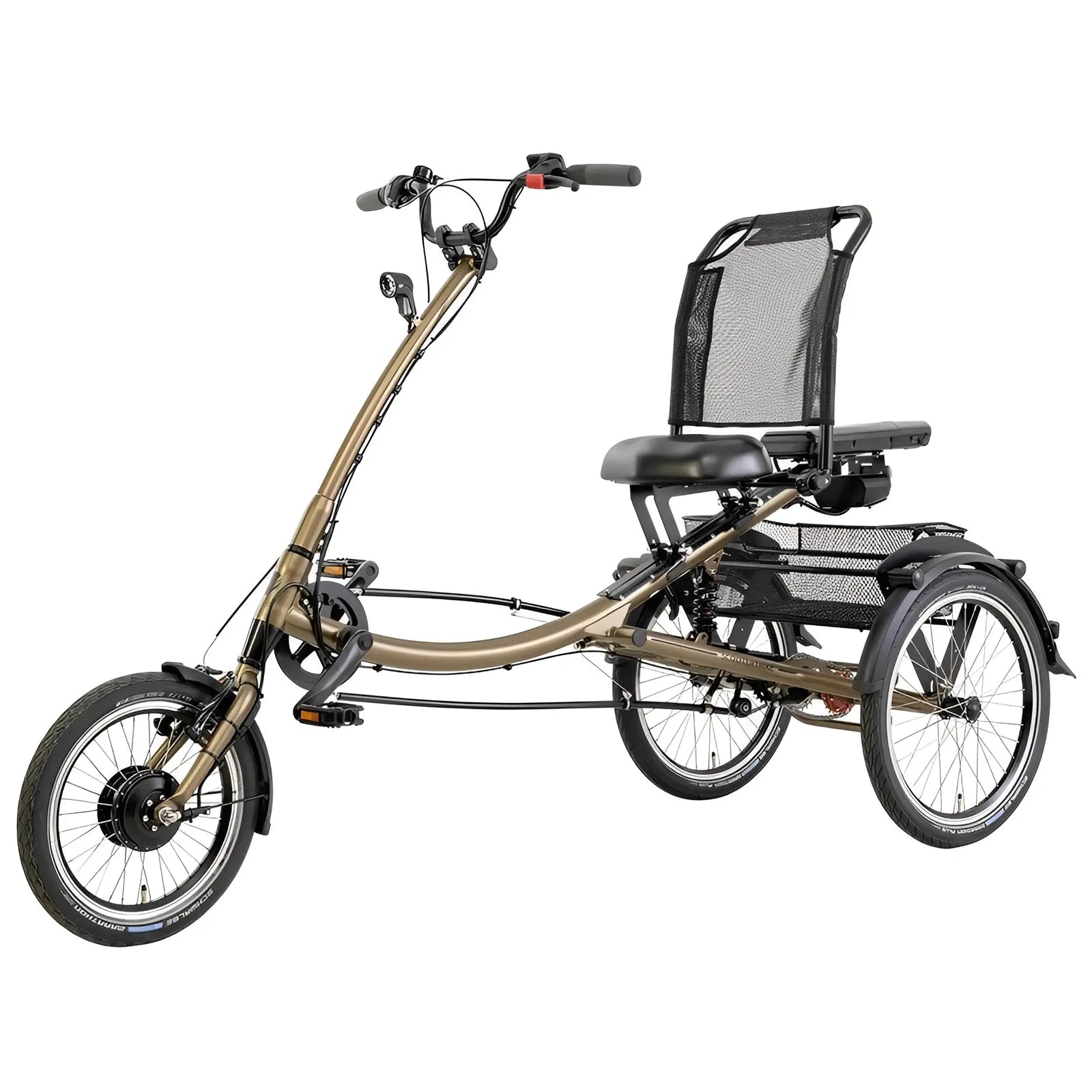 Pfautec Scootertrike FM – Elektrische Driewieler – 324Wh – Mat Brons/Goud - AE-trading