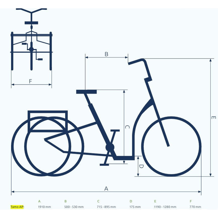 Pfautec Tamo AP – Mat Blauwgrijs – 800Wh - Elektrische Driewieler - AE-trading