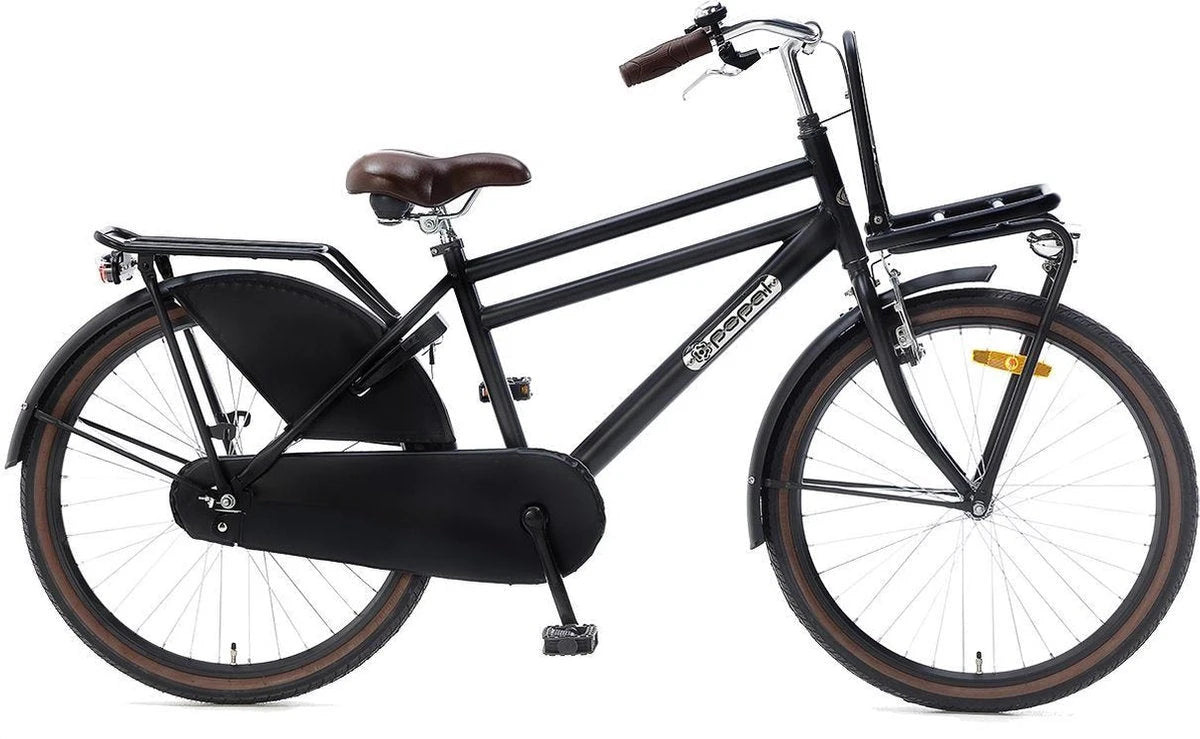Popal Daily Dutch Basic 24 Inch Transportfiets Mat Zwart Met LED Verlichting - AE-trading
