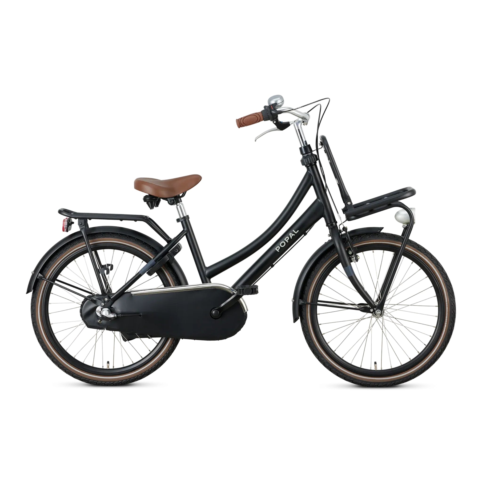 Popal Daily Dutch Basic+ 22 Inch Kinderfiets Mat Zwart Met Stalen Frame En Bagagedrager - AE-trading