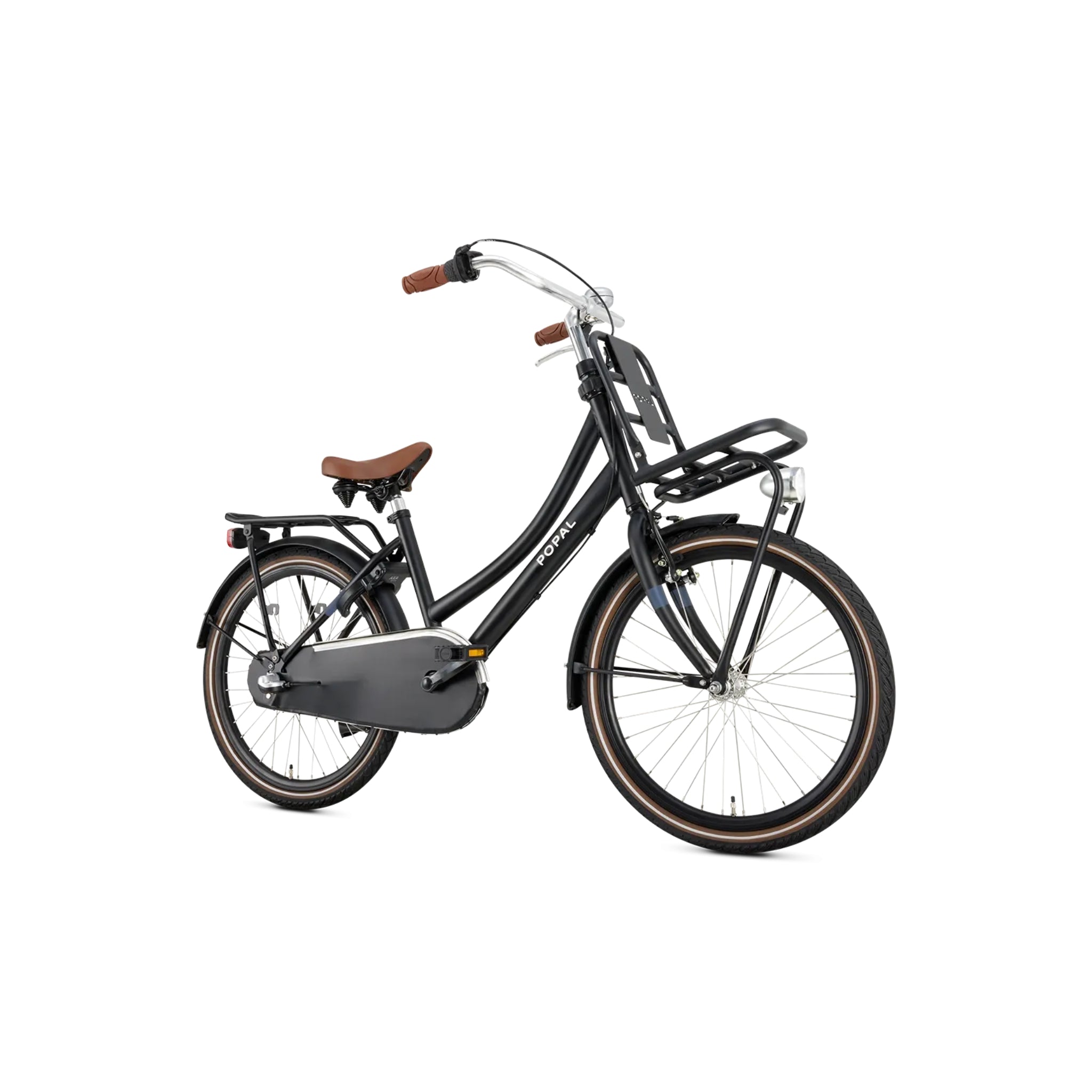 Popal Daily Dutch Basic+ 22 Inch Kinderfiets Mat Zwart Met Stalen Frame En Bagagedrager - AE-trading
