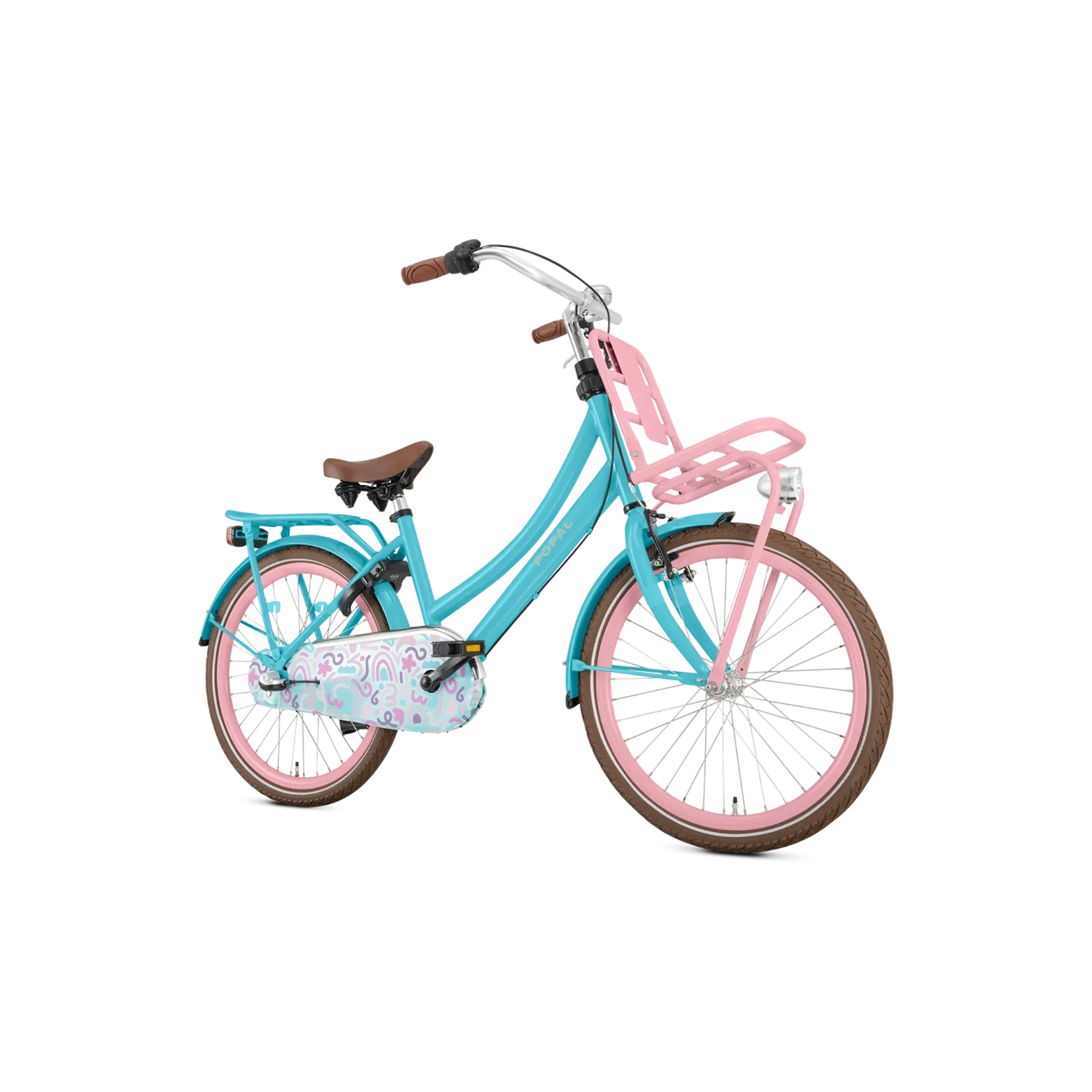 Popal Daily Dutch Basic+ 22 Inch Kinderfiets Turquoise Roze Stalen Frame - AE-trading