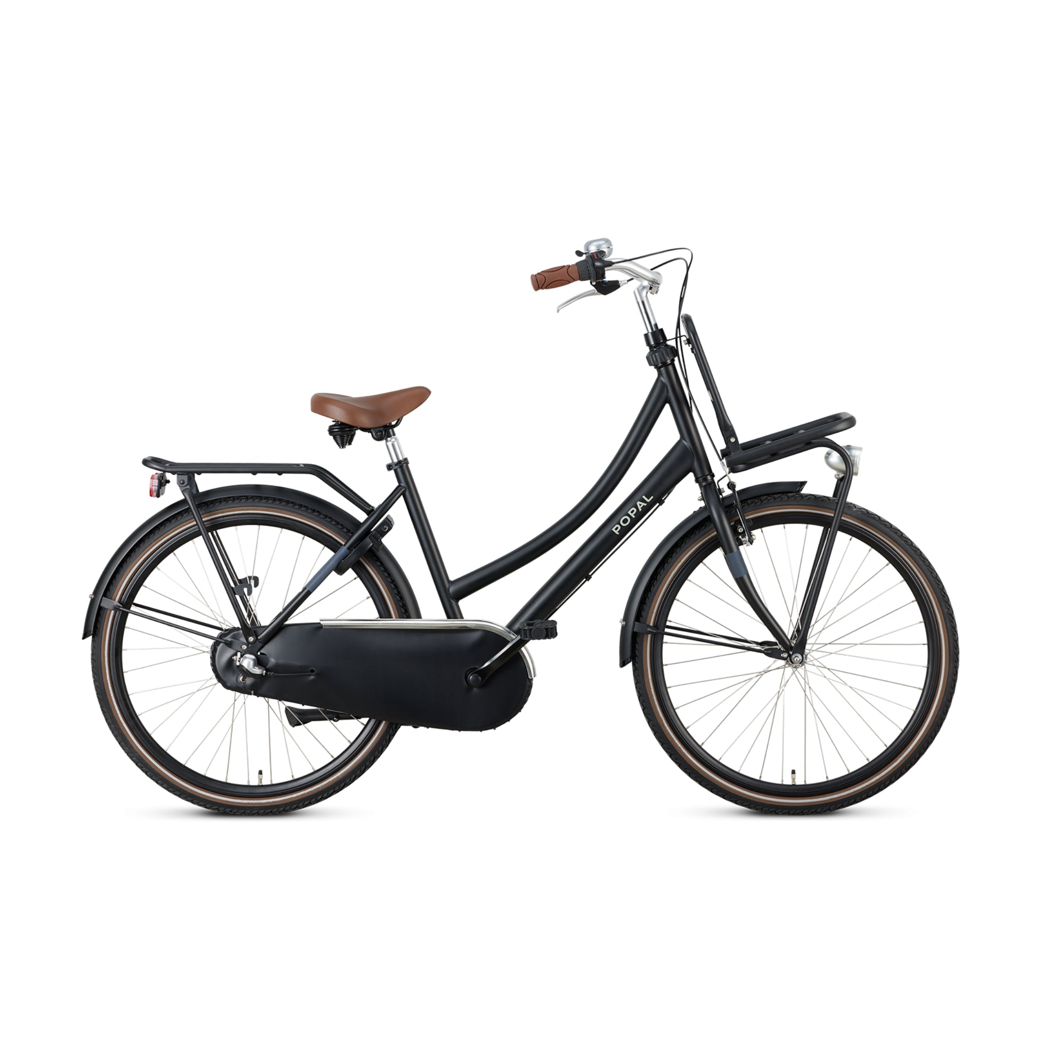 Popal Daily Dutch Basic+ 26 Inch Mat Zwart Transportfiets Met LED-Verlichting En Drie Versnellingen - AE-trading