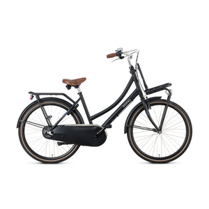 Popal Daily Dutch Basic+ 26 Inch Mat Zwart Transportfiets Met LED-Verlichting En Drie Versnellingen - AE-trading