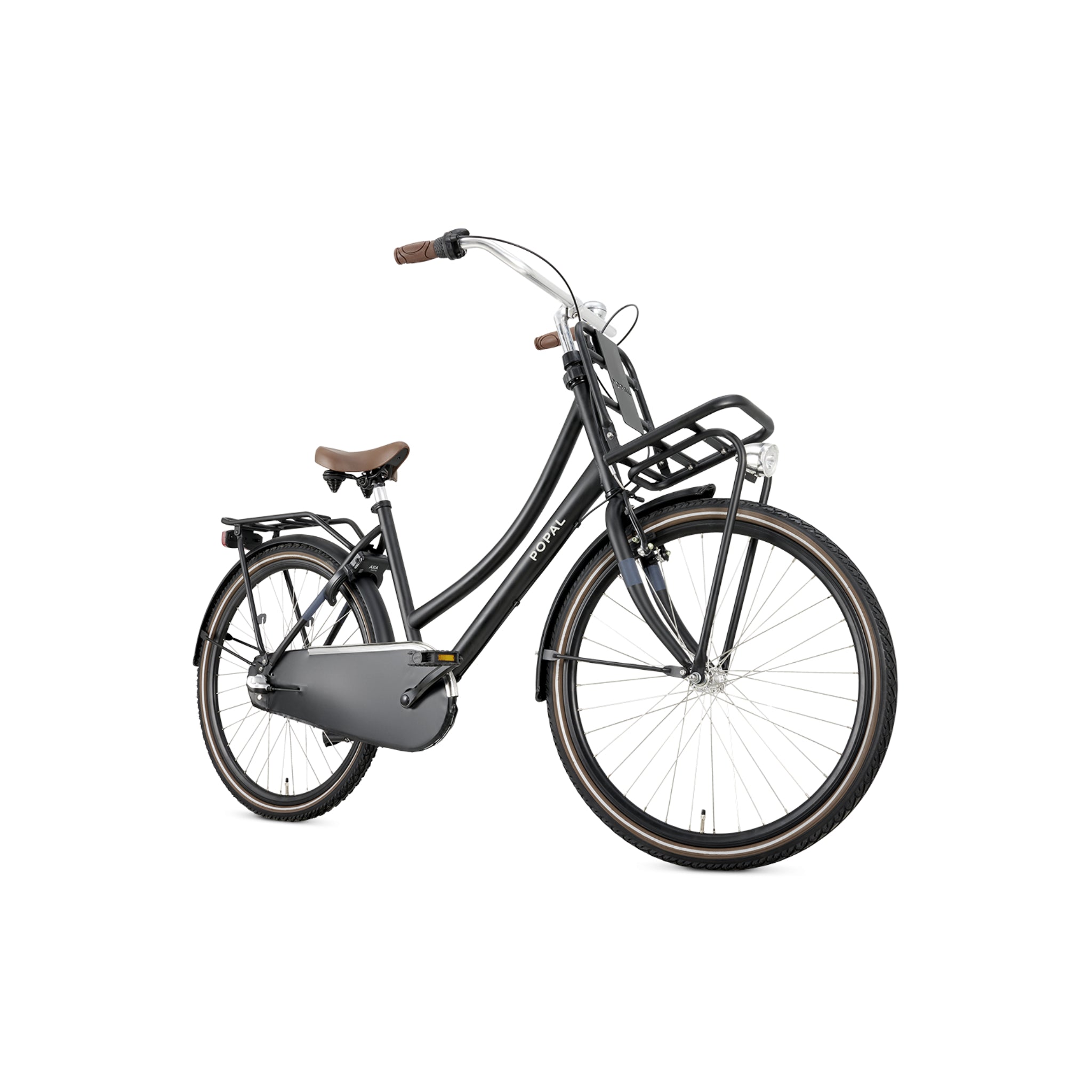 Popal Daily Dutch Basic+ 26 Inch Mat Zwart Transportfiets Met LED-Verlichting En Drie Versnellingen - AE-trading