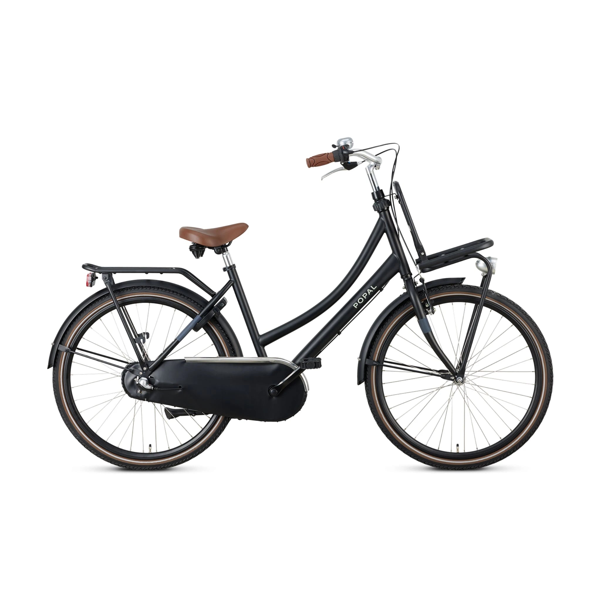 Popal Daily Dutch Basic+ 26 Inch Mat Zwart Transportfiets Met LED-Verlichting En Drie Versnellingen - AE-trading