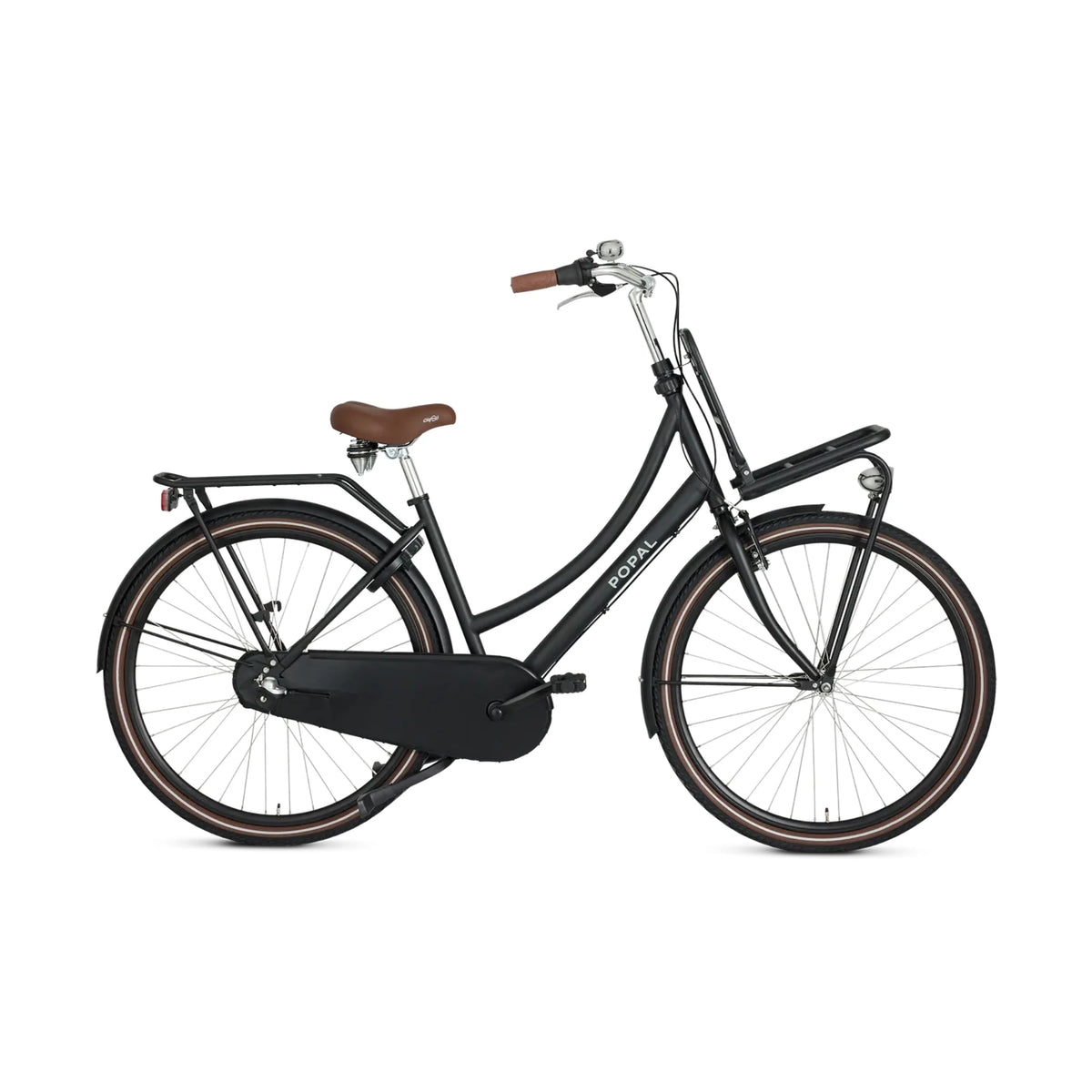Popal Daily Dutch Basic+ 28 Inch 47 cm Mat Zwart Met Robuust Frame En Reflecterend Logo - AE-trading