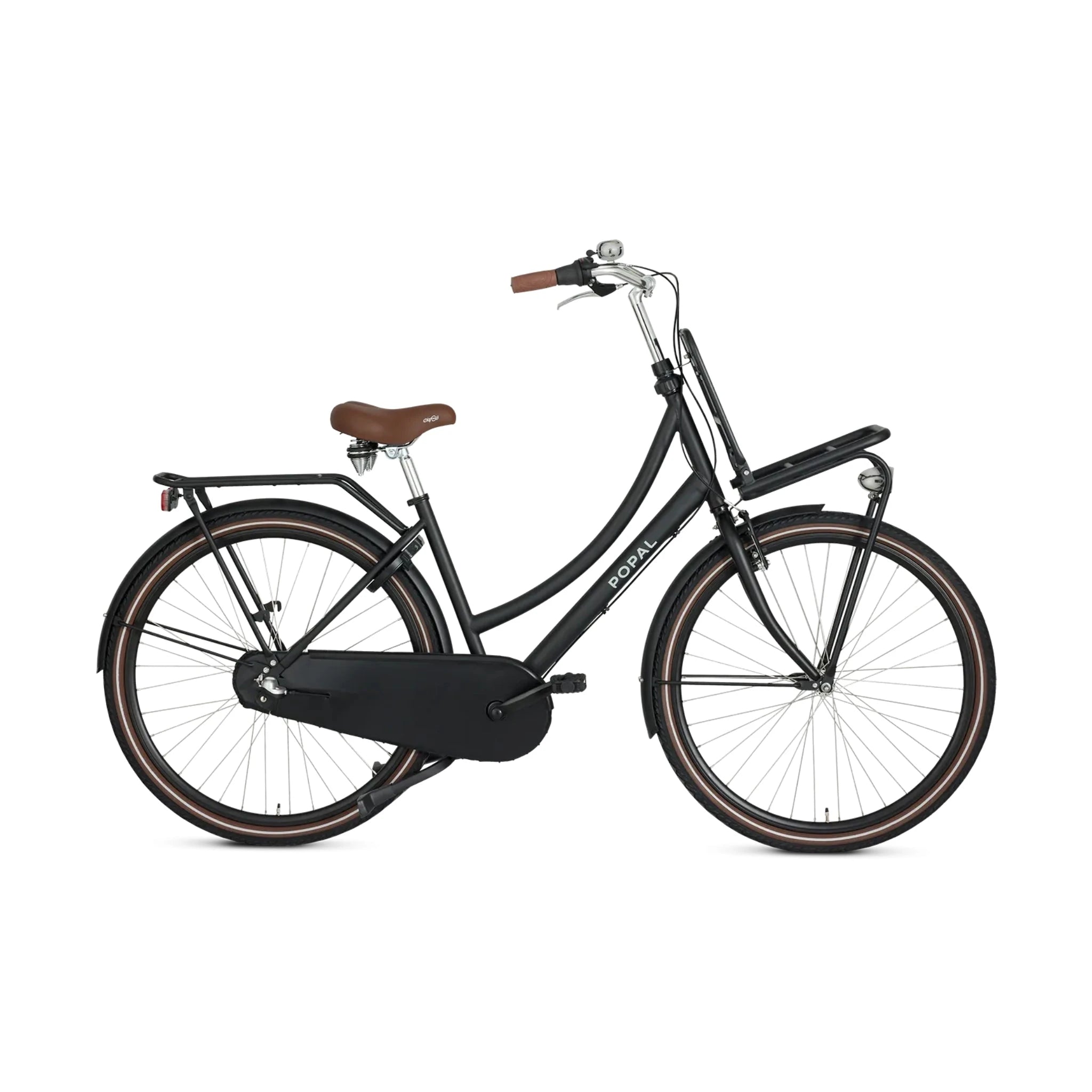 Popal Daily Dutch Basic+ 28 Inch 59 cm Mat Zwart Met Robuust Frame En Reflecterend Logo - AE-trading