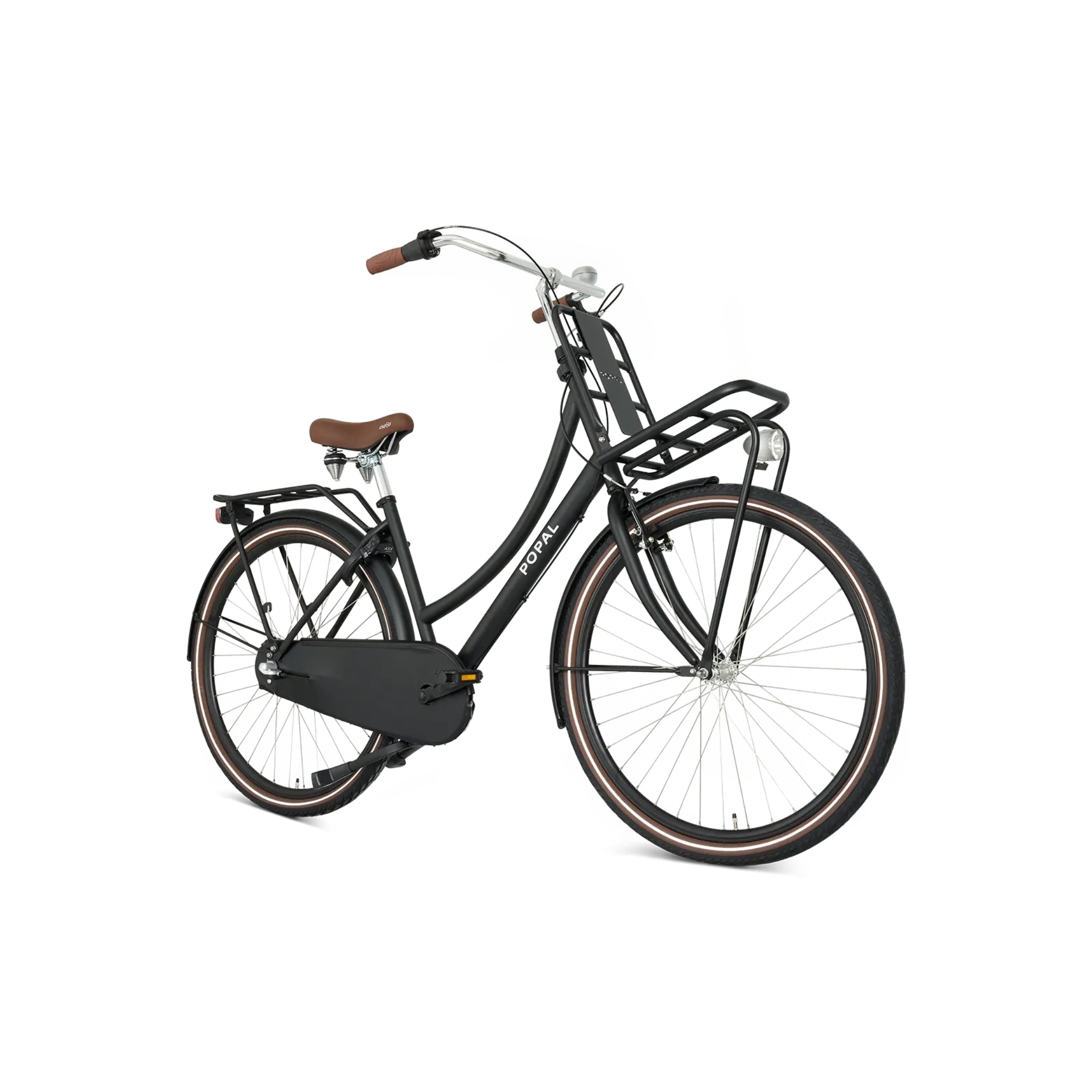 Popal Daily Dutch Basic+ 28 Inch 47 cm Mat Zwart Met Robuust Frame En Reflecterend Logo - AE-trading