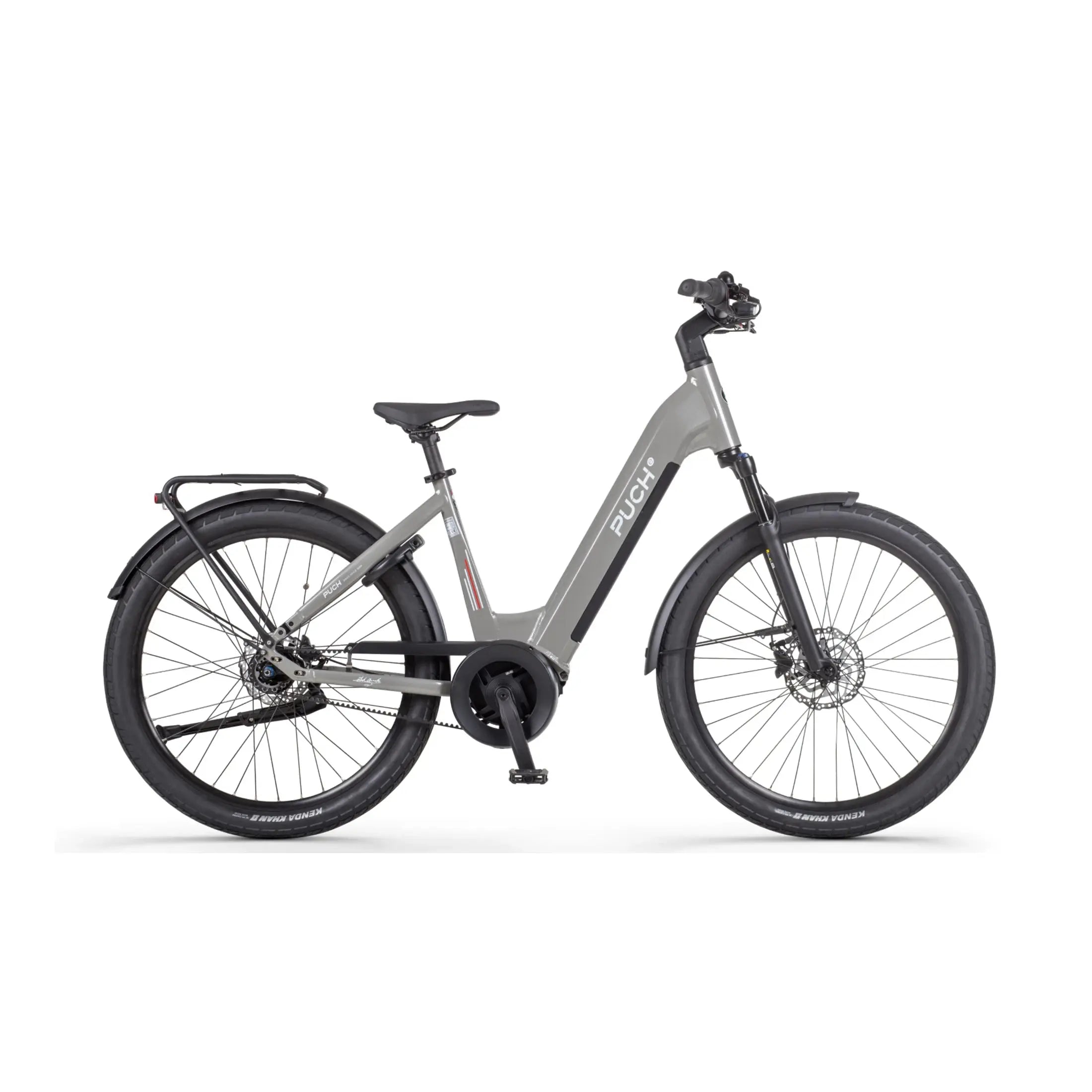 Puch E-Felice N7 - Elektrische Fiets - Aluminium Grijs - Belt Drive - 48cm - Lage Instap - 720Wh Accu Capaciteit - 250W Ananda Middenmotor - Hydraulische Remmen - AE-trading
