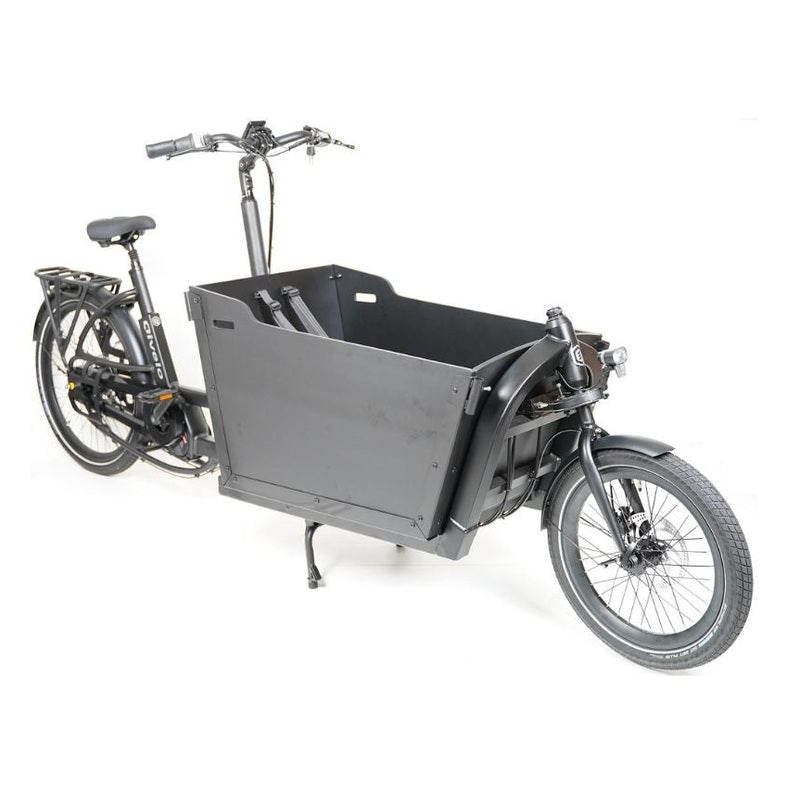 Qivelo Ananda Twowheel 48V – Mat Zwart/Bruin – Elektrische Bakfiets – 614Wh