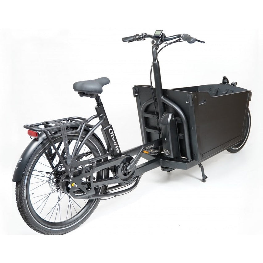 Qivelo Ananda Twowheel 48V – Mat Zwart/Bruin – Elektrische Bakfiets – 614Wh