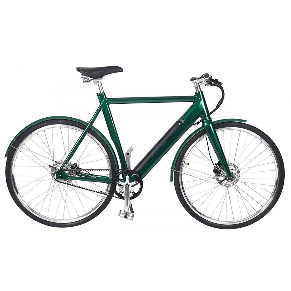 Qivelo Retro – Groen – Elektrische Fiets – Lichtgewicht 15kg – 504Wh intube accu – Riemaandrijving - AE-trading