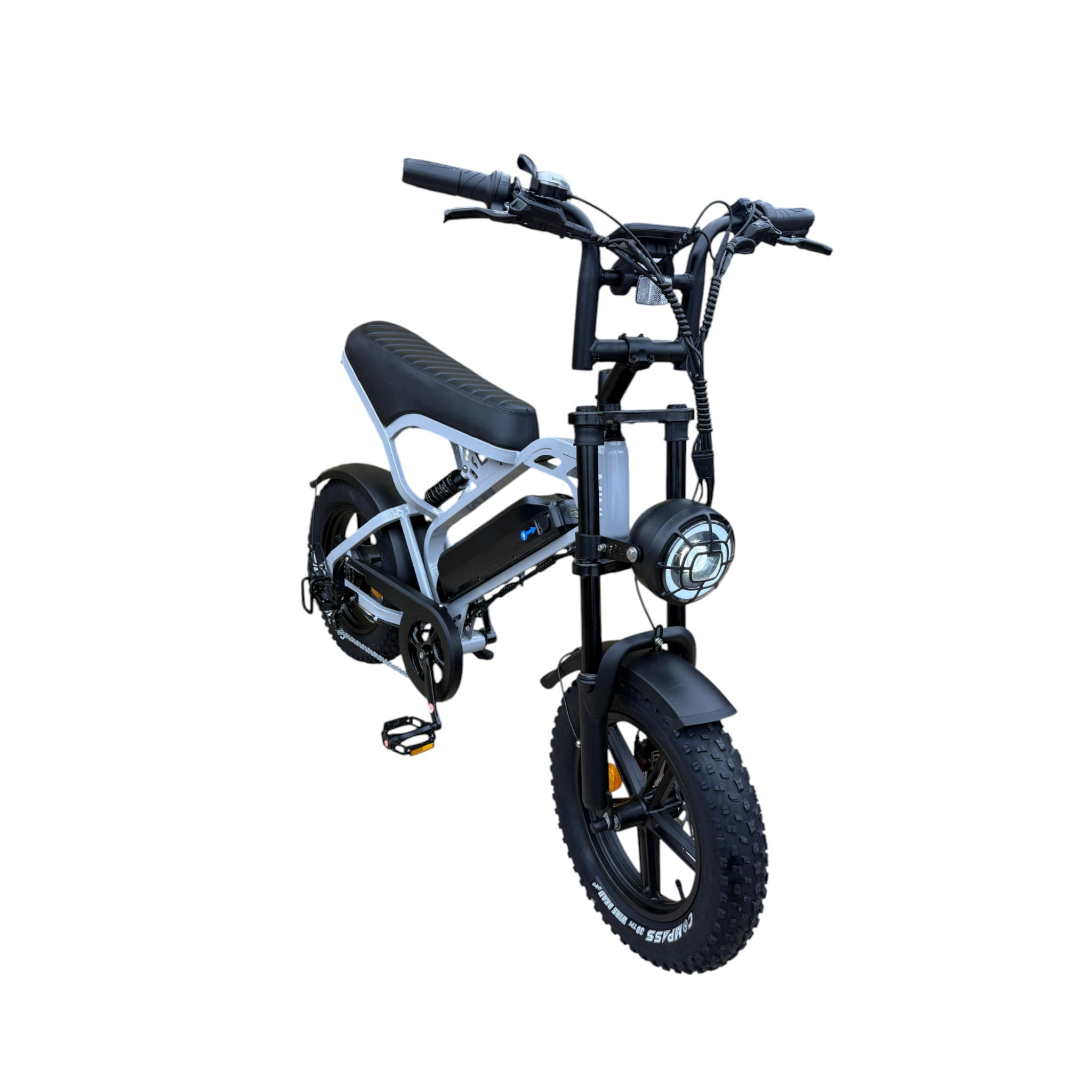 QmWheel V20 Mini Fatbike - Kinderfatbike - Grijs - 16x4 inch - 150 kg Draagvermogen - Accu 36V (13Ah) - 250W Motor - Shimano 7 Versnellingen - Hydraulische Schijfremmen - AE-trading