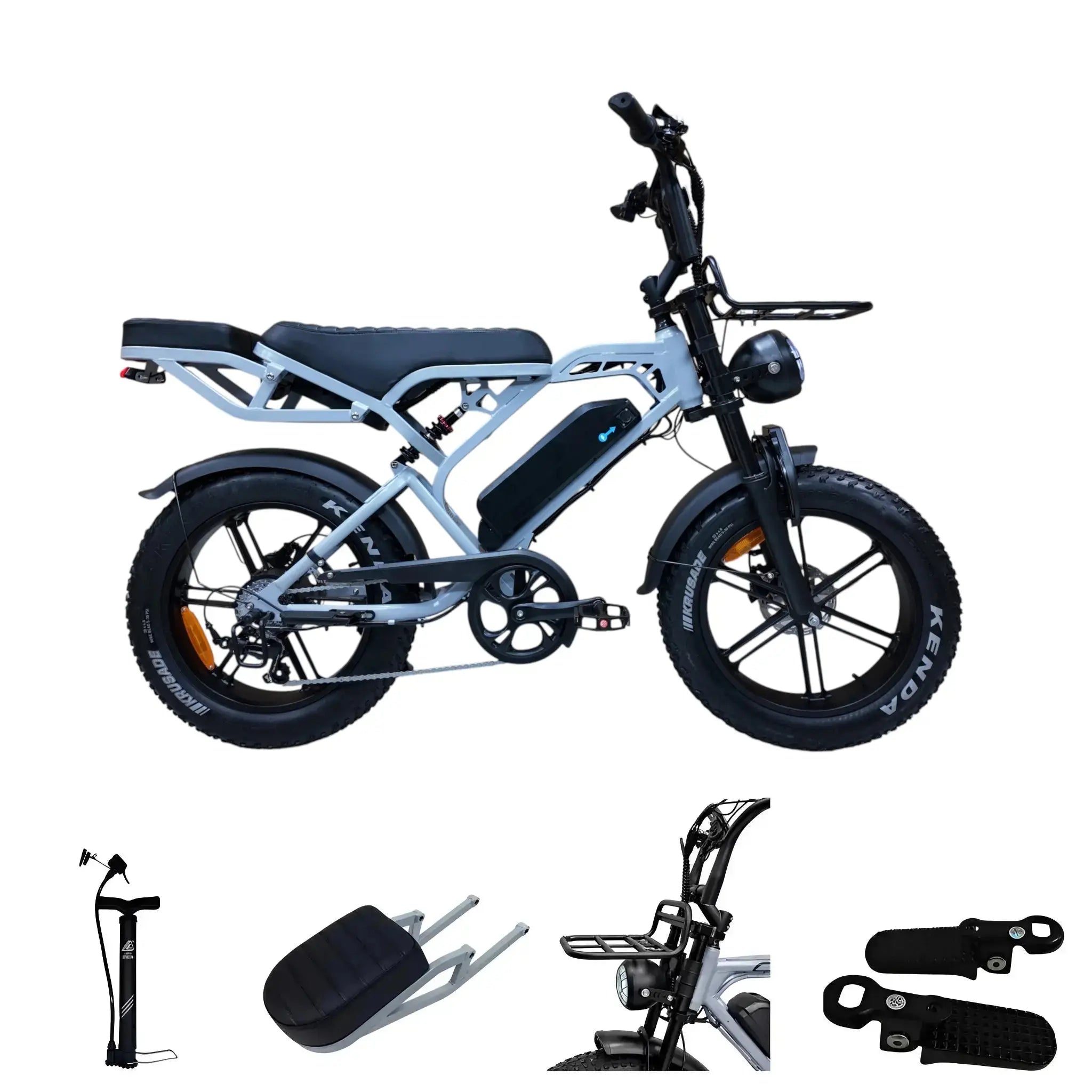 QmWheel V20 Pro Fatbike – Lichtgrijs – Inclusief Accessoiresset - AE-trading