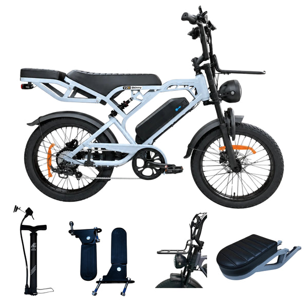 QmWheel V20 Pro Skinnybike – Lichtgrijs – Inclusief Accessoiresset