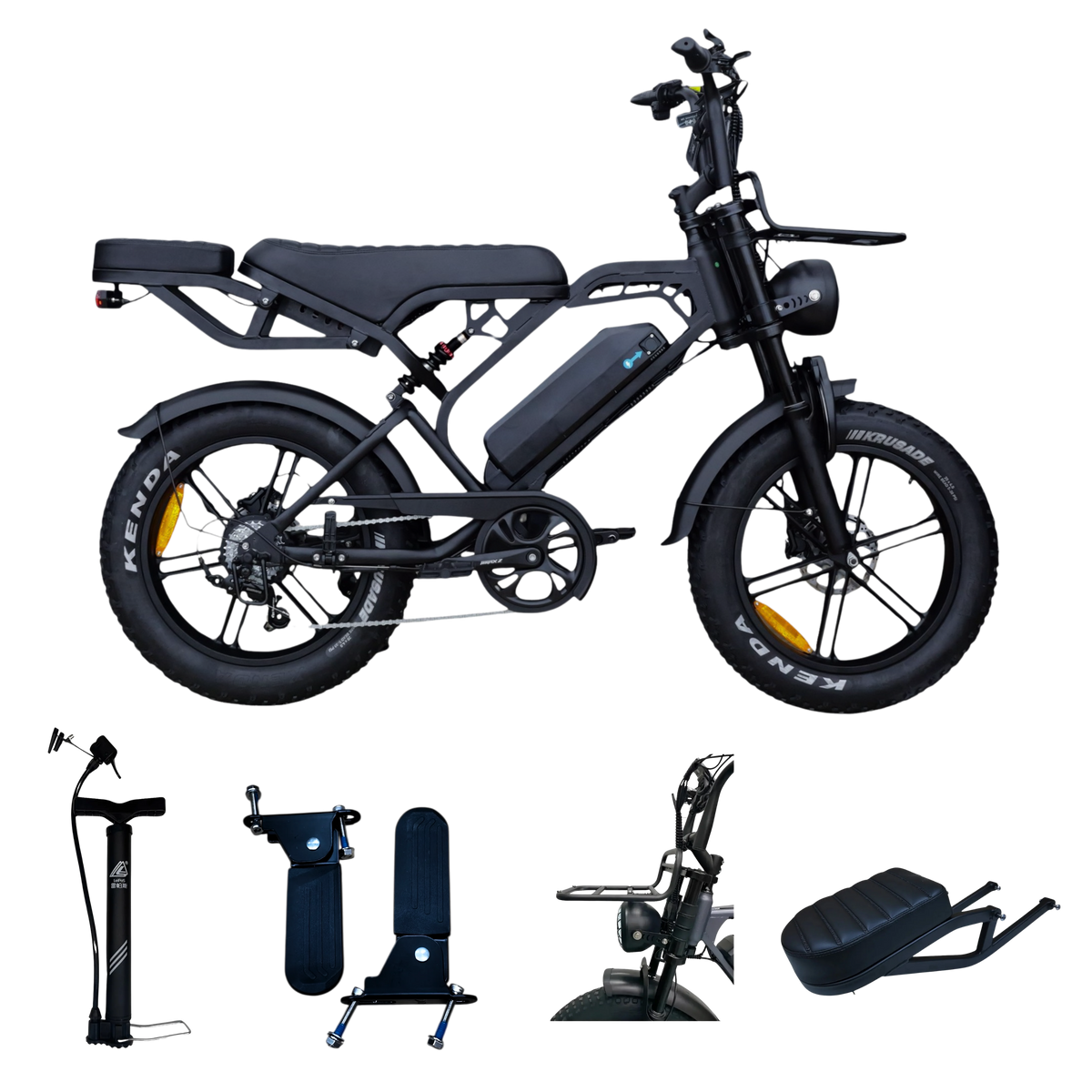QmWheel V20 Pro fatbike — Zwart, incl. accessoireset - AE-trading
