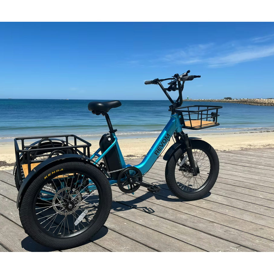 REVOM Mover T1 – 720Wh – Elektrische Driewieler Cargo E-bike - Blauw - AE-trading