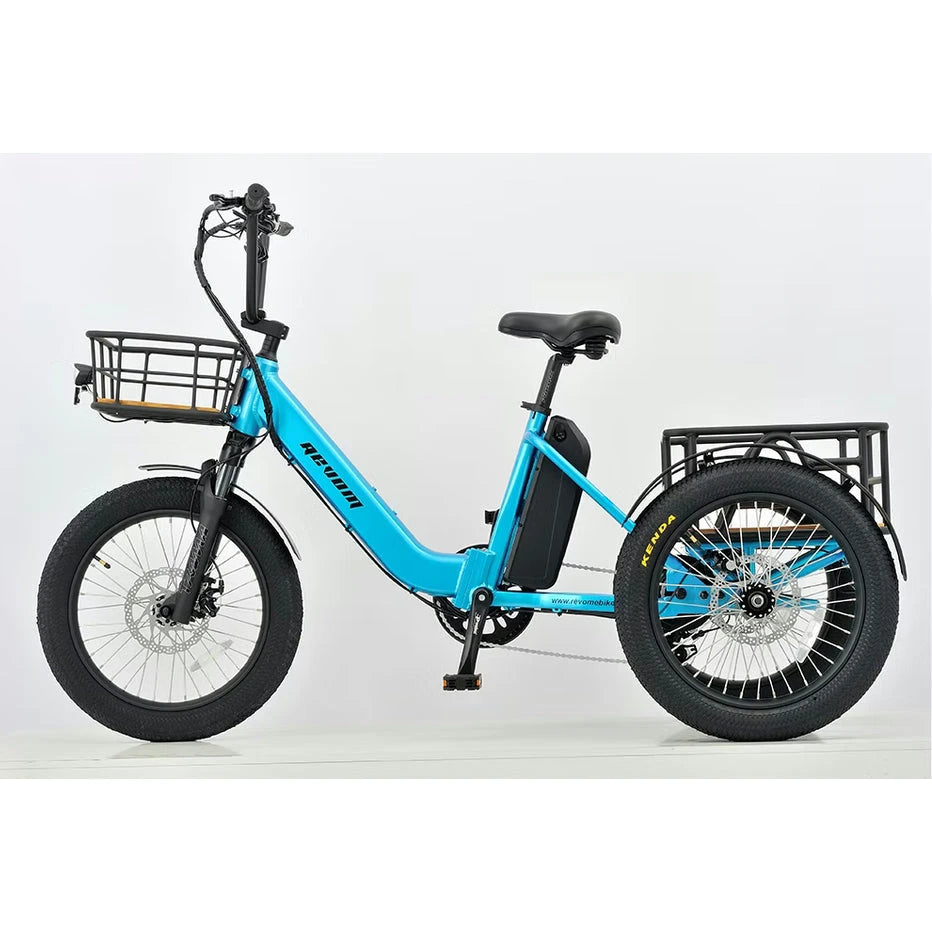 REVOM Mover T1 – 720Wh – Elektrische Driewieler Cargo E-bike - Blauw - AE-trading