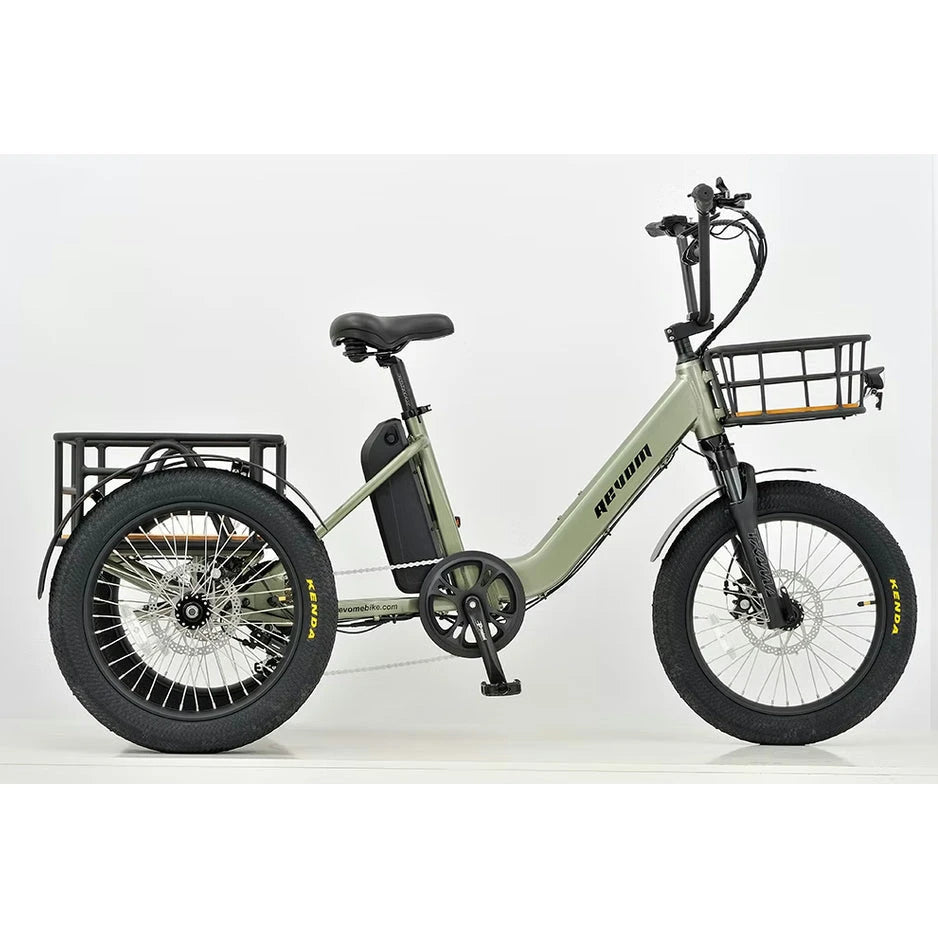 REVOM Mover T1 – 720Wh – Elektrische Driewieler Cargo E-bike - Olive green - AE-trading