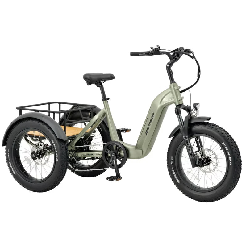 REVOM Mover T2 – 720Wh – Elektrische Driewieler Cargo E-bike Olive Green - AE-trading