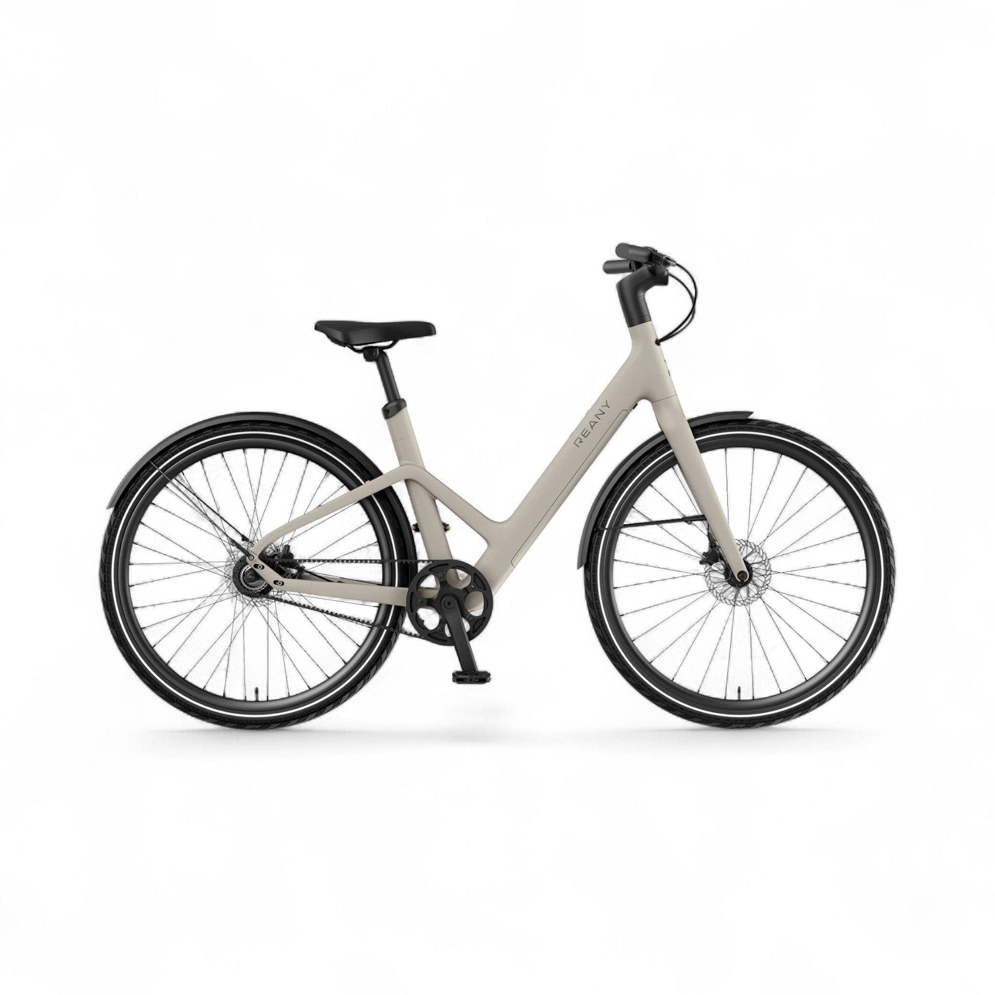 Reany W1 Pro - Elektrische Fiets - Woestijn Grijs - 28 inch - LG-Accu 360Wh - 250W (35Nm) Mivice Achterwielmotor - Belt Drive - Hydraulische Remmen - AE-trading