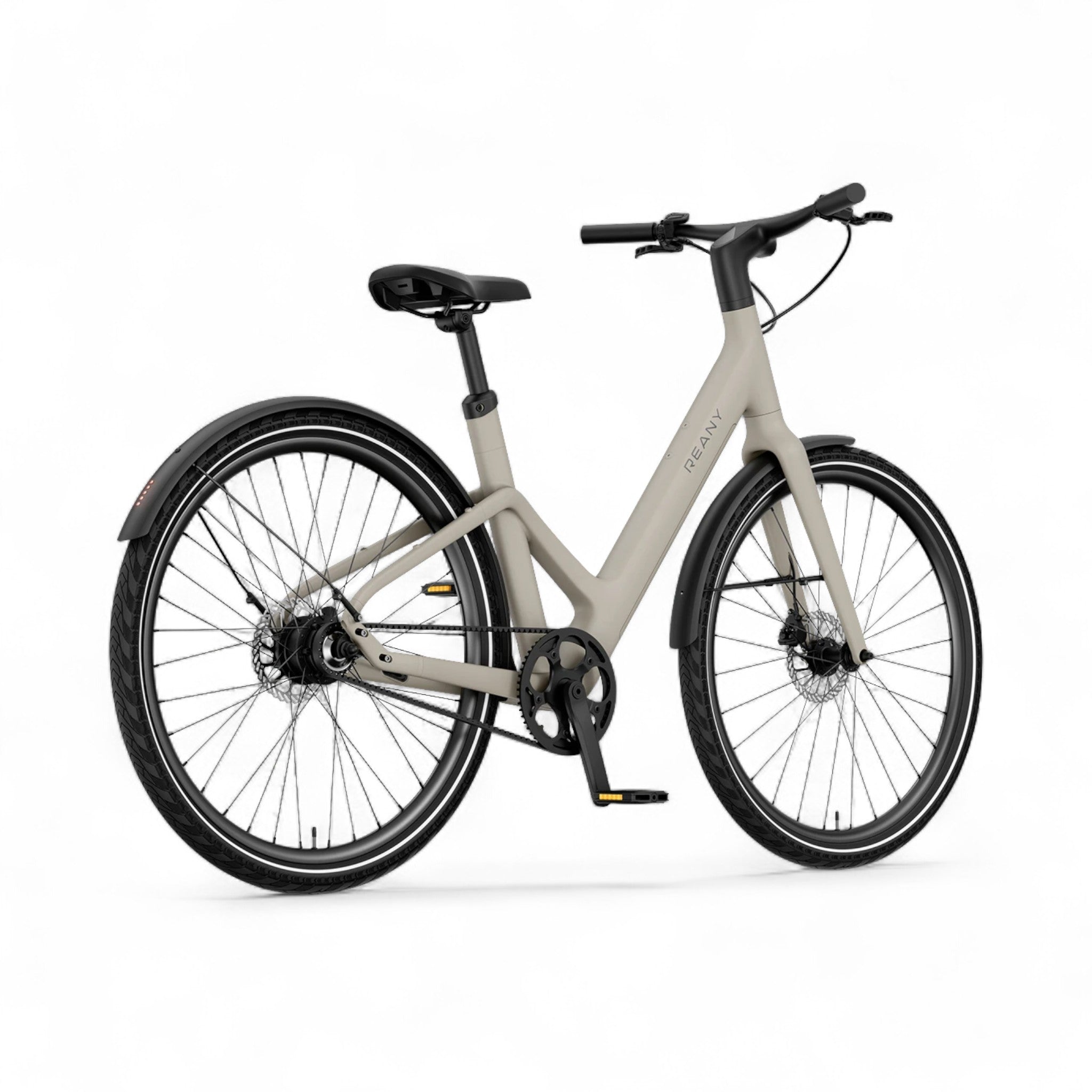 Reany W1 Pro - Elektrische Fiets - Woestijn Grijs - 28 inch - LG-Accu 360Wh - 250W (35Nm) Mivice Achterwielmotor - Belt Drive - Hydraulische Remmen - AE-trading
