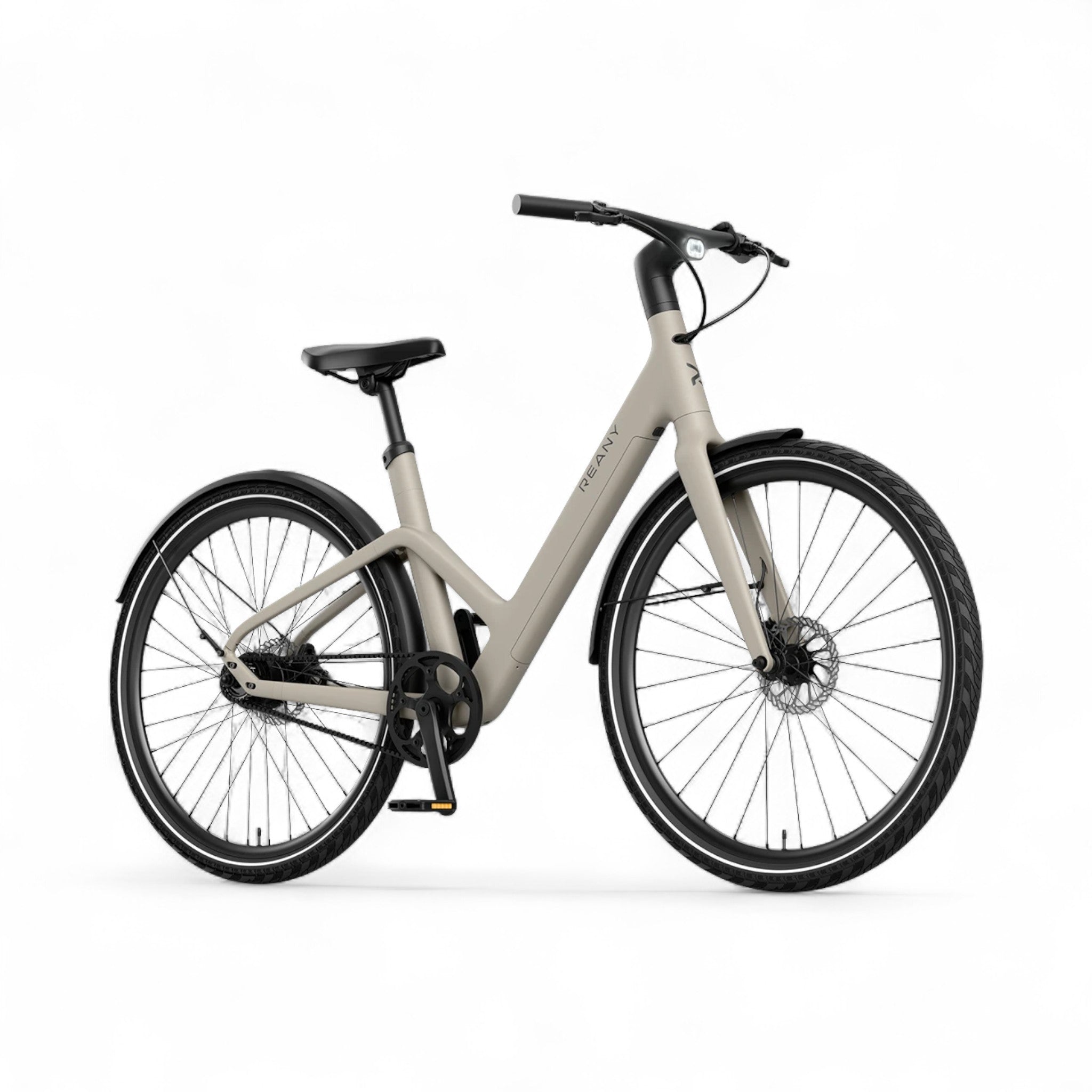 Reany W1 Pro - Elektrische Fiets - Woestijn Grijs - 28 inch - LG-Accu 360Wh - 250W (35Nm) Mivice Achterwielmotor - Belt Drive - Hydraulische Remmen - AE-trading