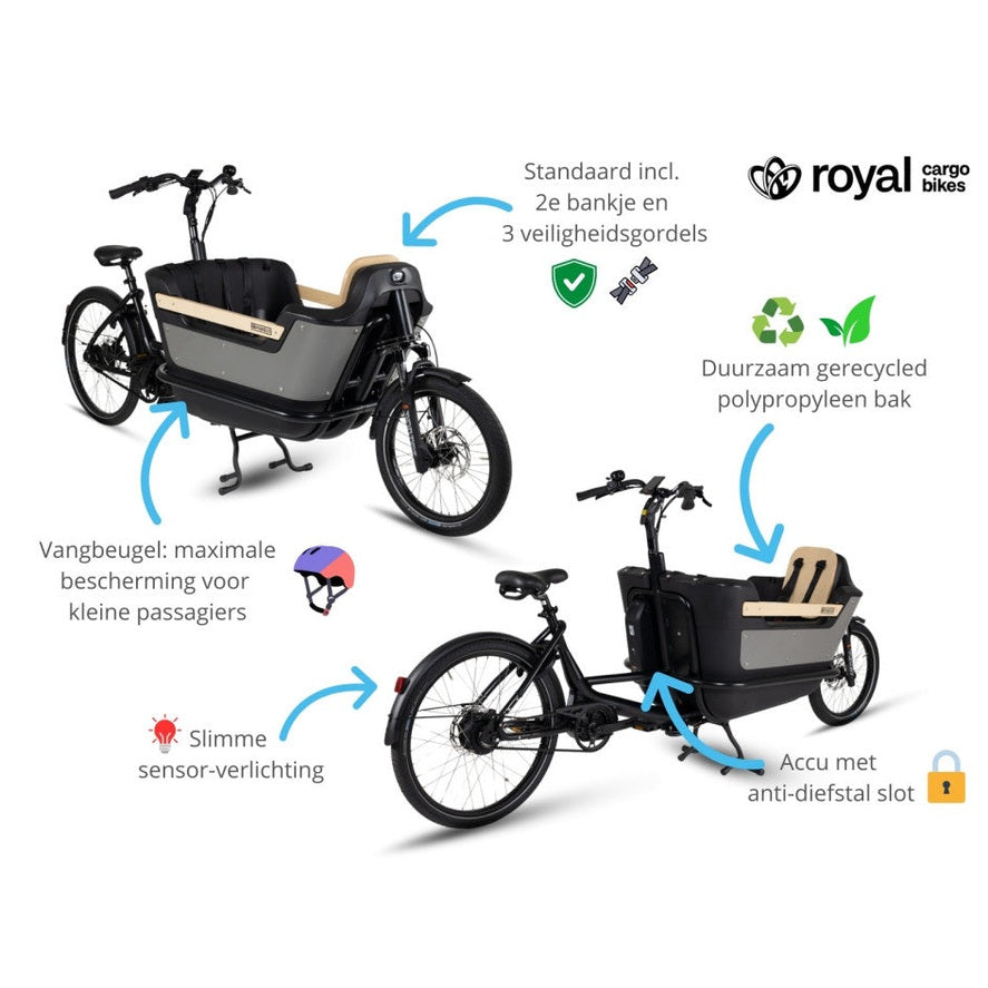 Royal Cargo Bike 2W Premium – Wit – Elektrische Bakfiets – 630Wh - AE-trading