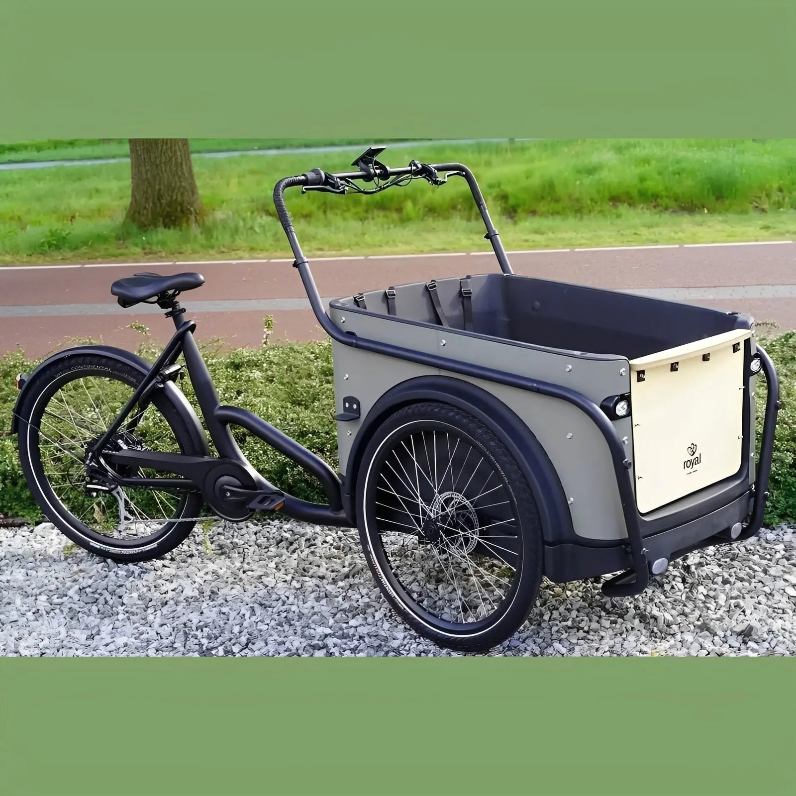 Royal Cargo Bike 3W Premium – Elektrische Bakfiets – Taupe – 630Wh - AE-trading