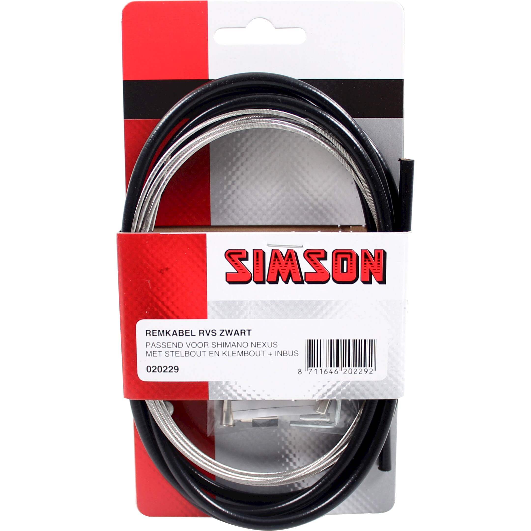 Simson remkabel Nexus RVS met stelbout + inbus zwart - AE-trading