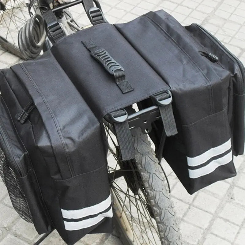 Dubbele fietstas zwart 30L met reflectoren AE-trading