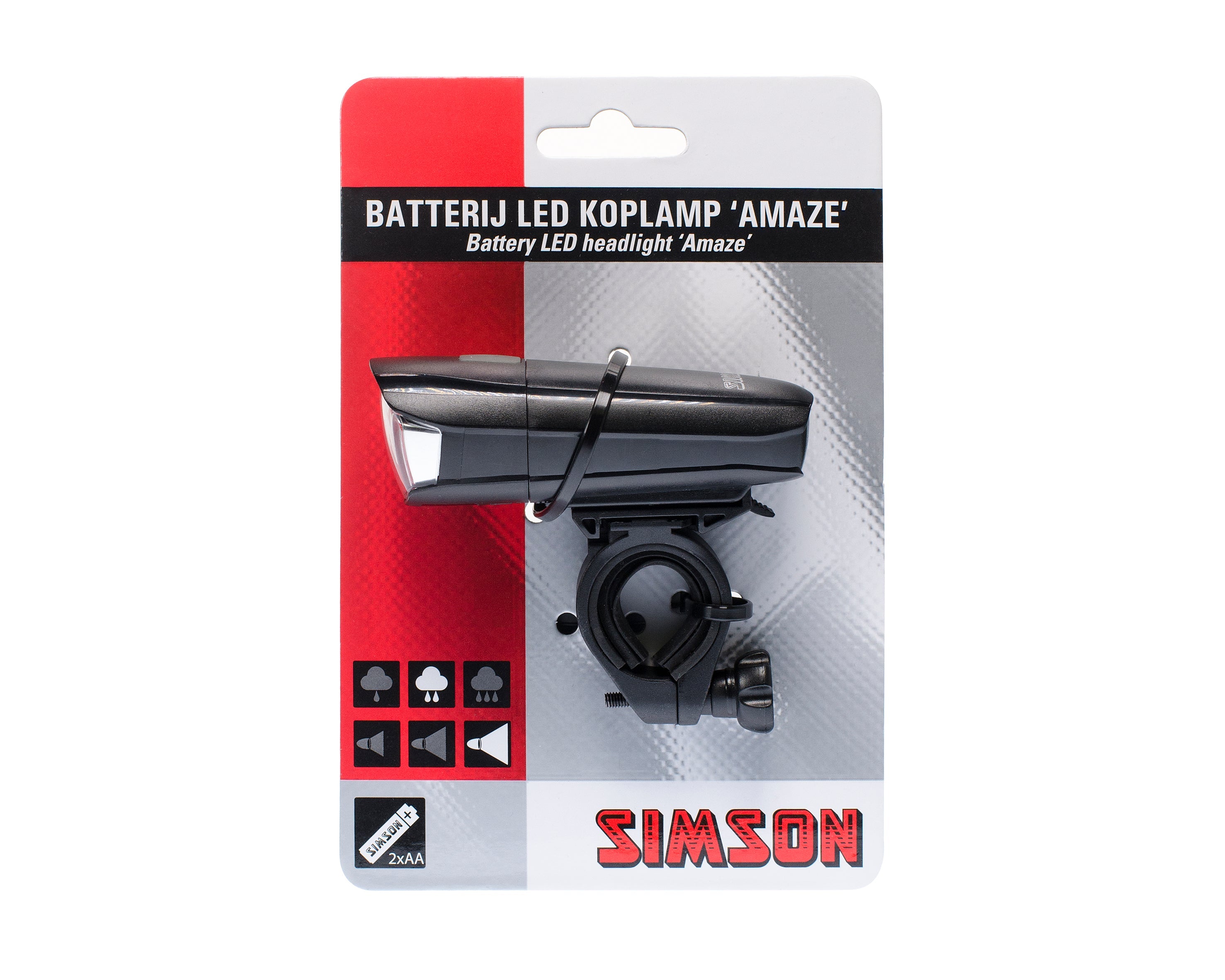 Simson koplamp Amaze batterij 25 lux stuurbocht - AE-trading