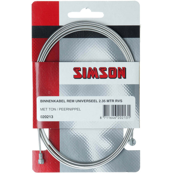 Simson rem binnenkabel rvs 2.35m 2 nippels ton/peer - AE-trading