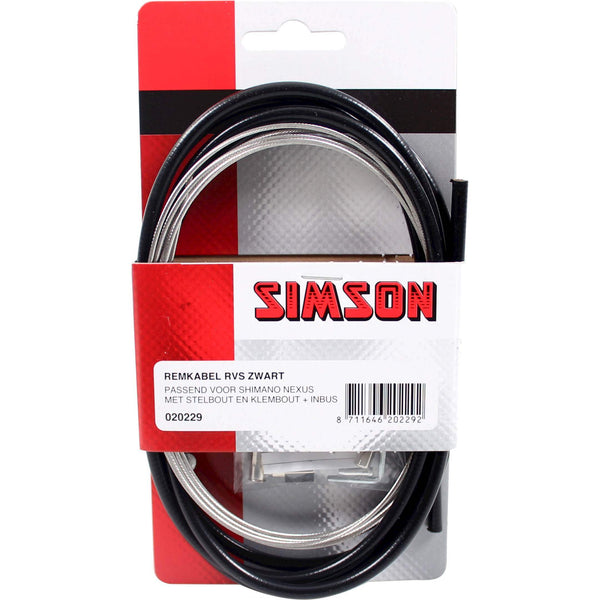 Simson remkabel Nexus RVS met stelbout + inbus zwart - AE-trading