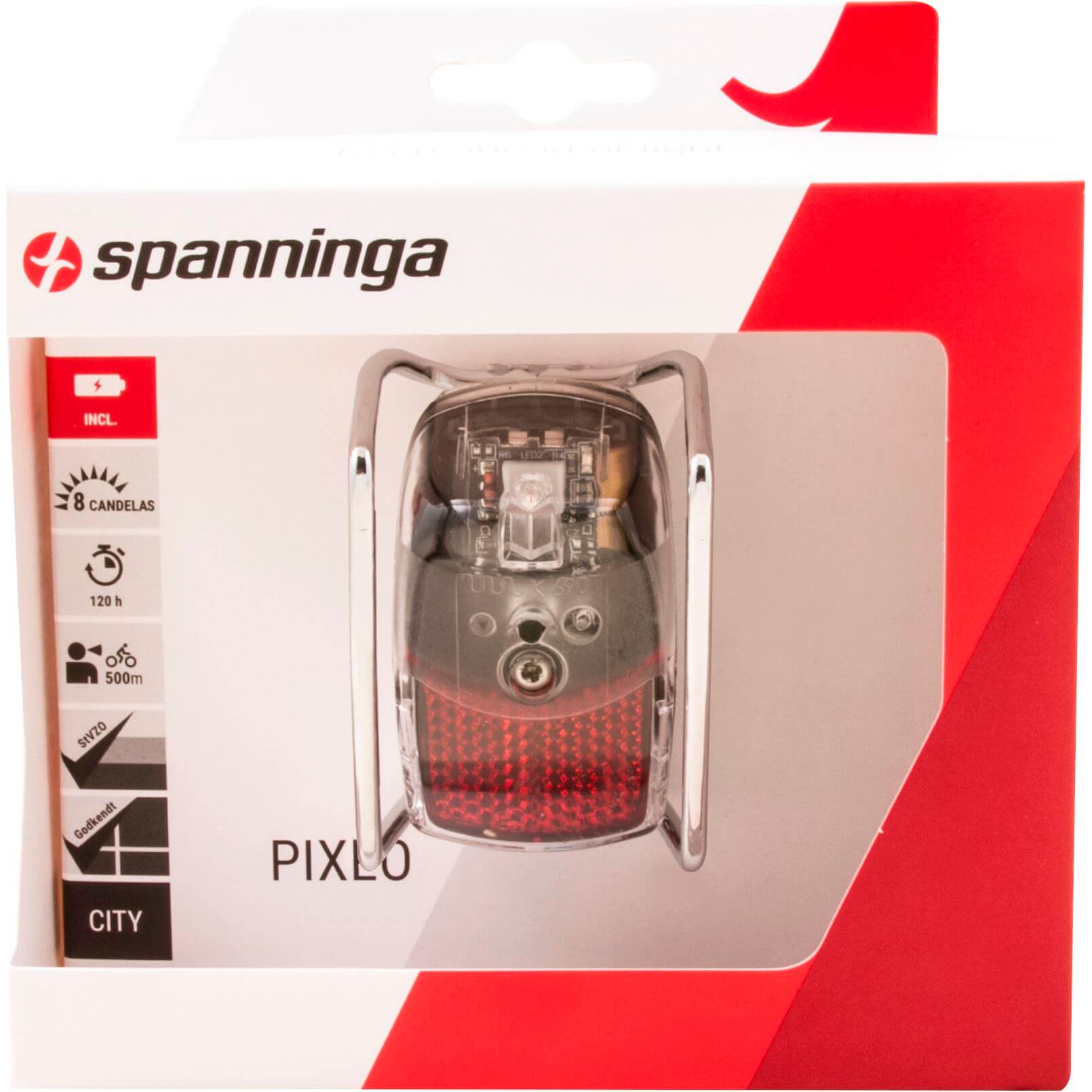 Spanninga achterlicht Pixeo Xb batterij spatbord chroom - AE-trading