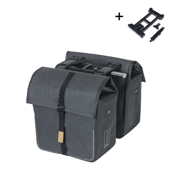 Basil fietstas dubbel Urban dry charcoal melee MIK 50L - AE-trading