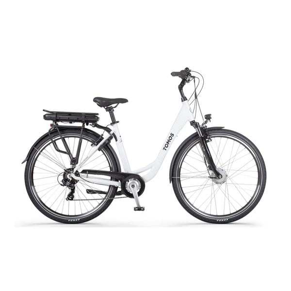 Tomos EB 05 - Elektrische Fiets - Glanzend Wit - 28 inch - 50 cm - Accu 522Wh - 250W Ananda Voorwielmotor - Shimano Tourney 7 Versnellingen - V-Brake Remmen - AE-trading