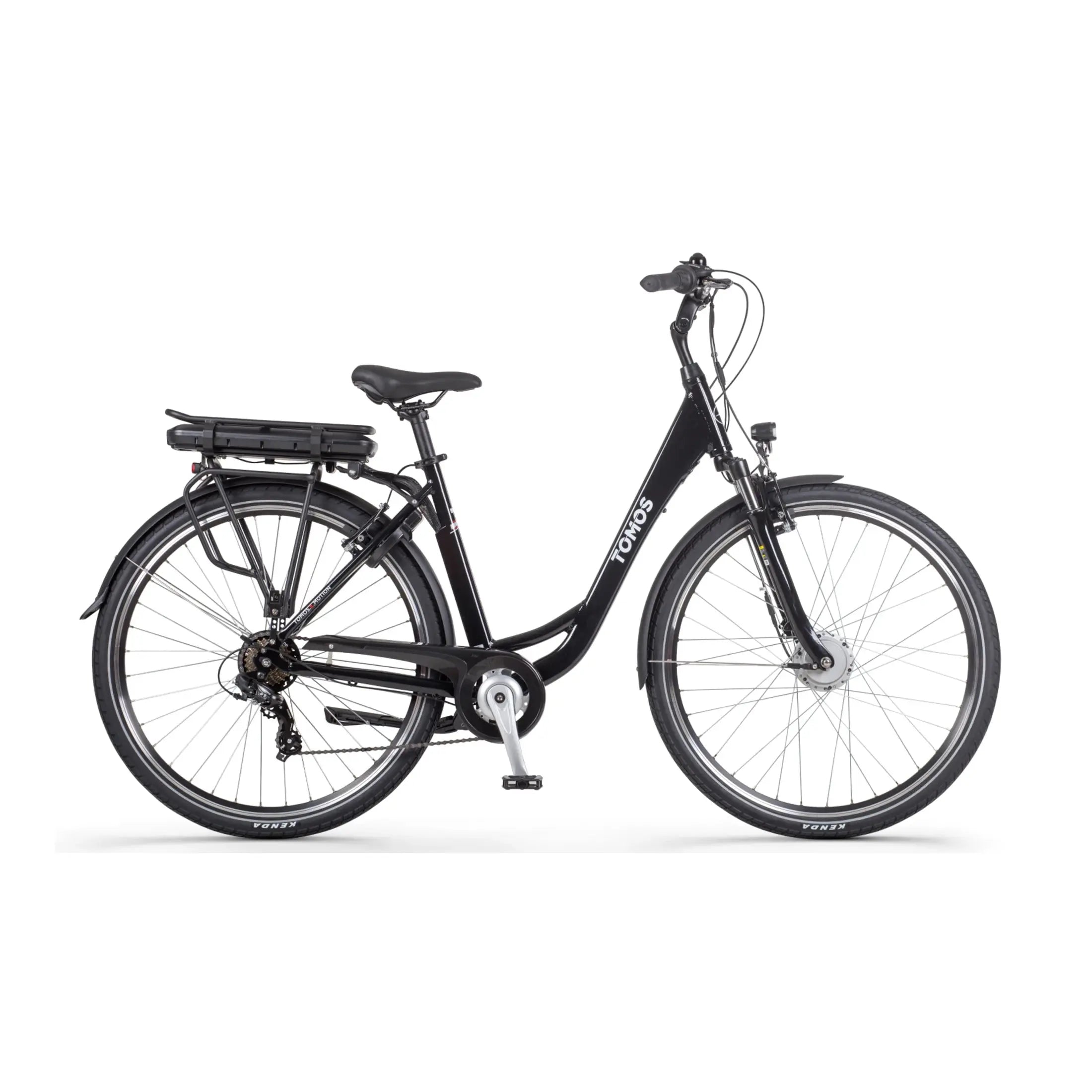 Tomos EB 05 - Elektrische Fiets - Glanzend Zwart - 28 inch - 50 cm - Accu 522Wh - 250W Ananda Voorwielmotor - Shimano Tourney 7 Versnellingen - V-Brake Remmen - AE-trading