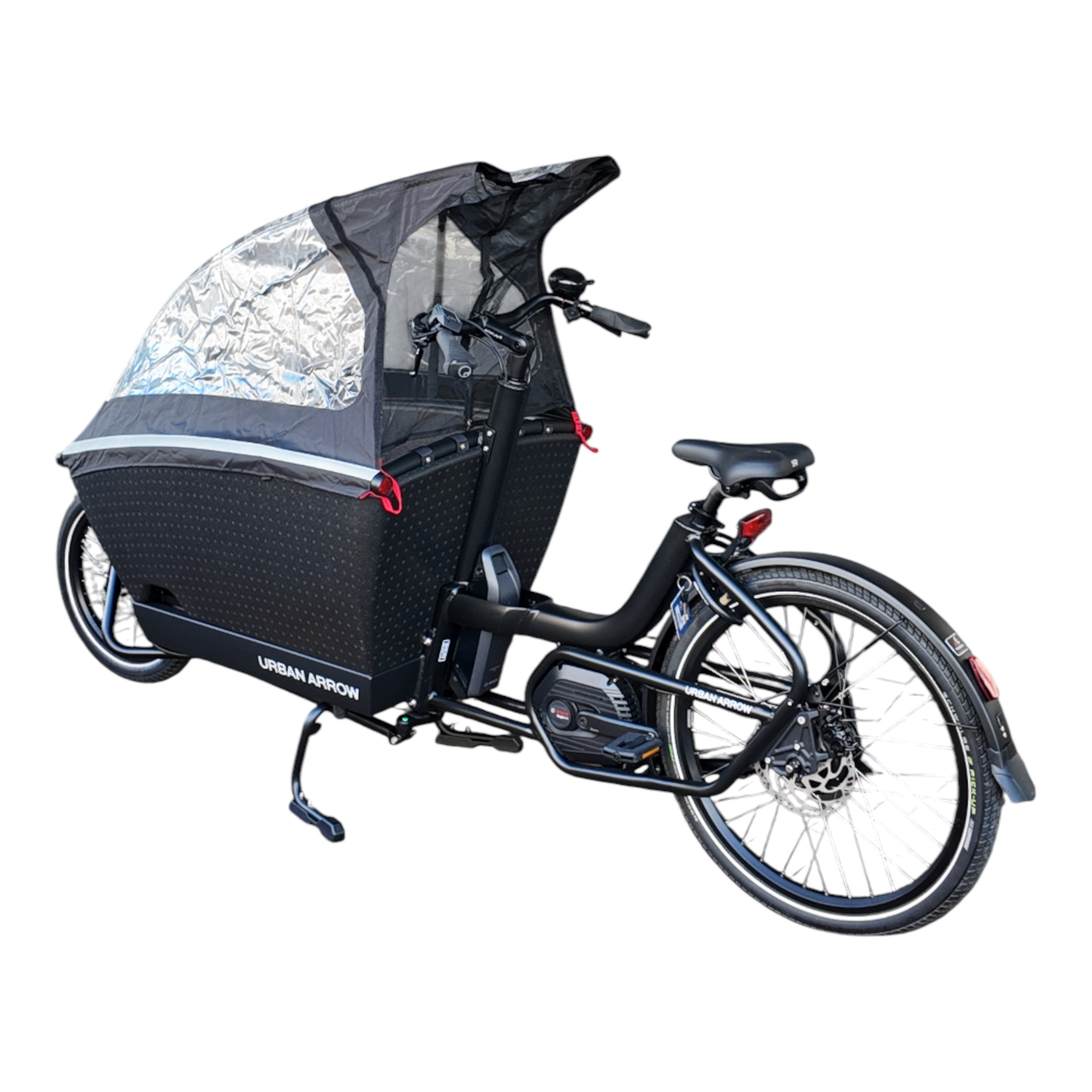 Urban Arrow Family Cargo Line 85Nm – Zwart – Elektrische Bakfiets – Enviolo Automatiq – 500Wh – Incl. Regenhuif & Extra Zitbankje - AE-trading
