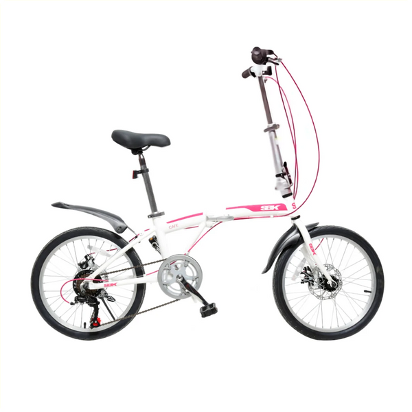 SBK bike Vouwfiets 20" alu frame met schijfremmen, wit. Shimano 6-speed versnellingen - AE-trading