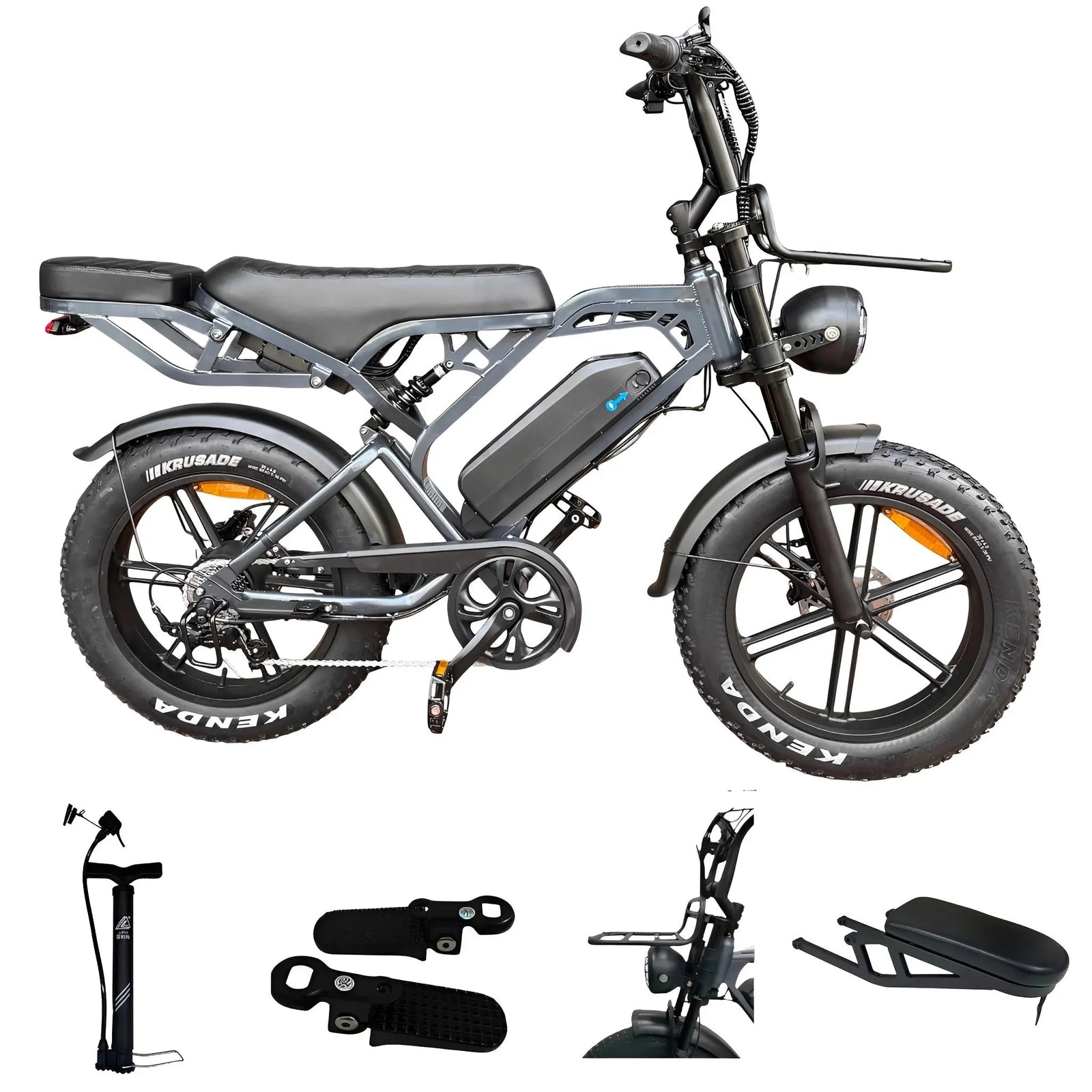 V20 Pro Fatbike - Donkergrijs - Inclusief Accessoiresset - AE-trading