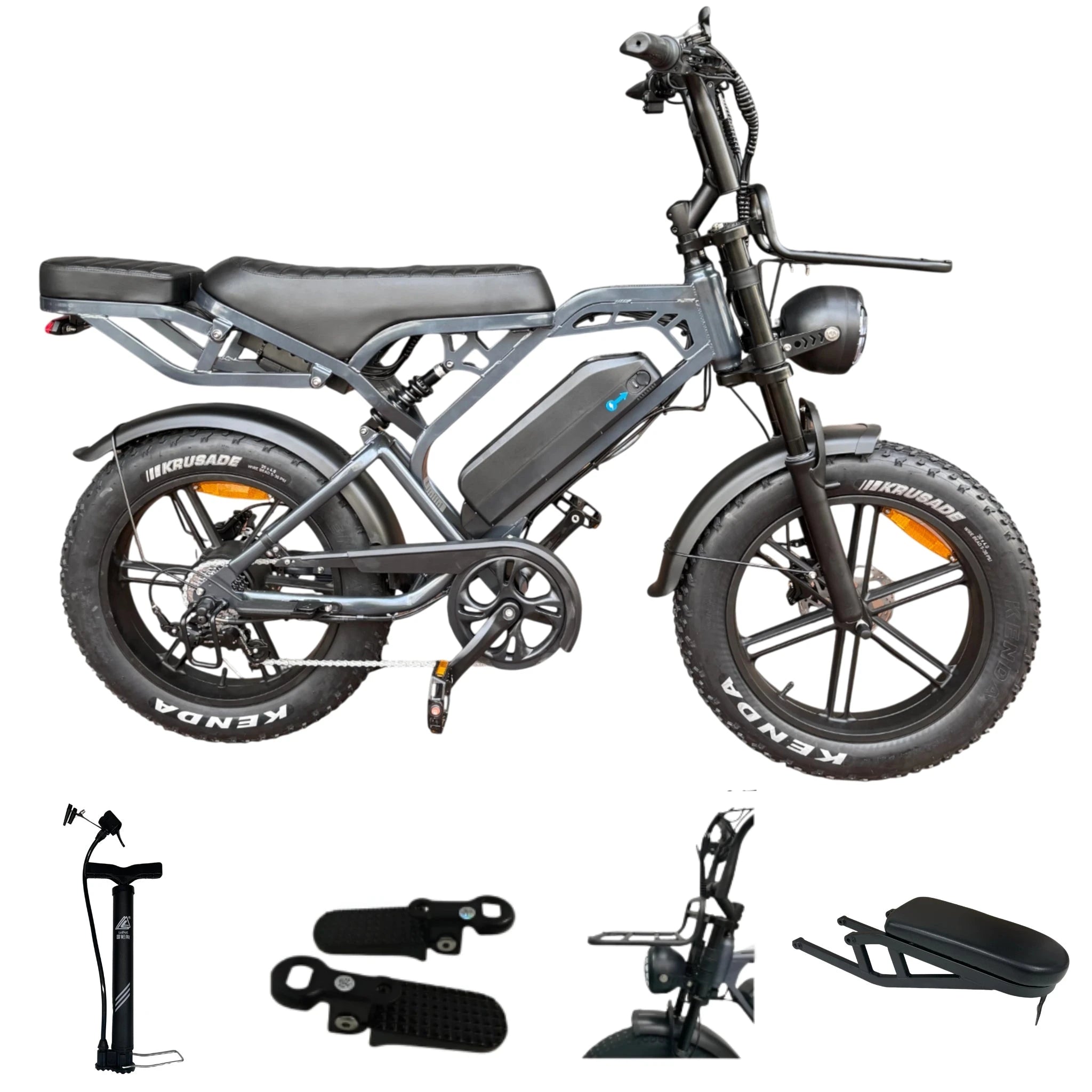 V20 Pro Fatbike Donker Grijs 2025 – Elektrische Fatbike – Hydraulische Remmen – Inclusief Accessoiresset - AE-trading