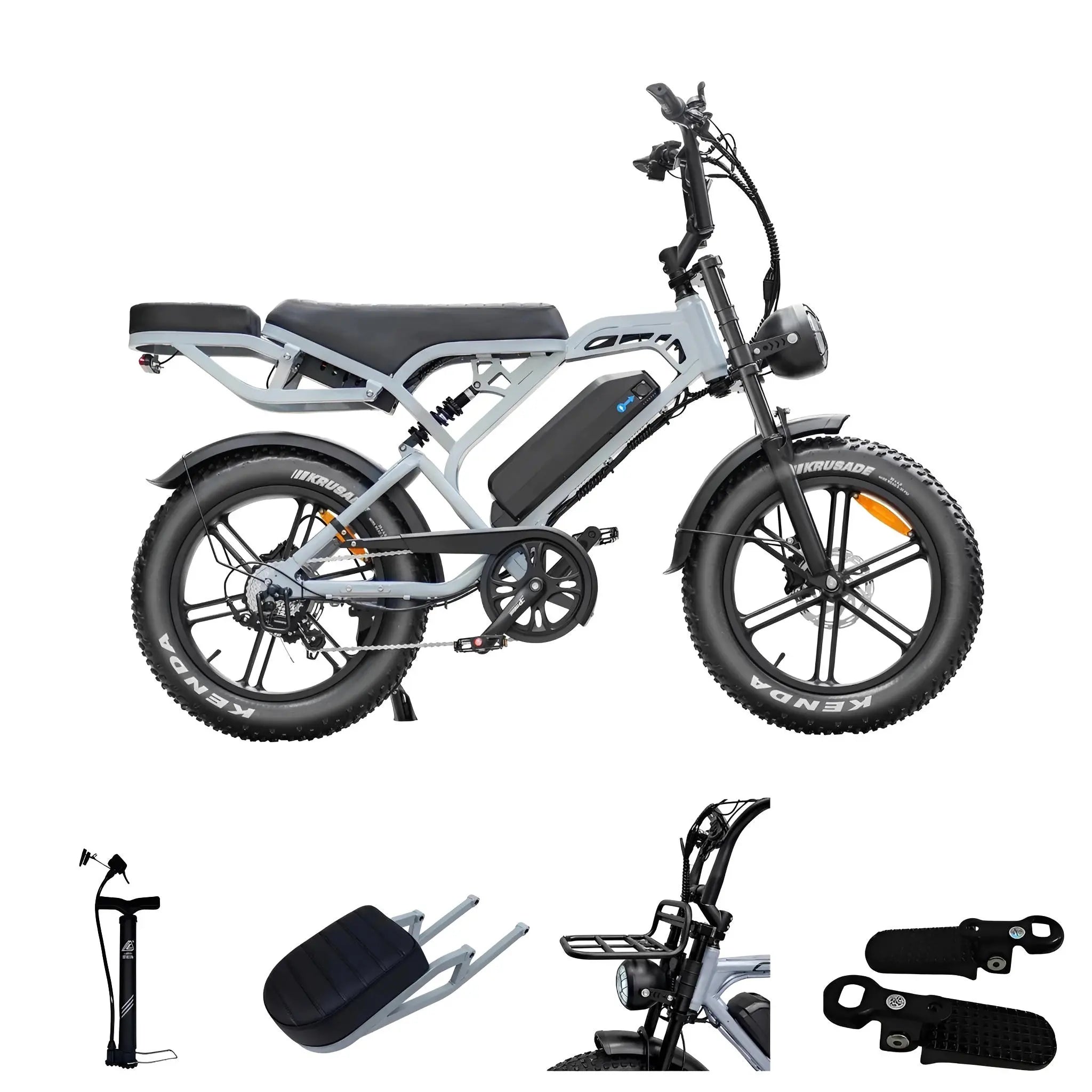 V20 Pro Fatbike Licht Grijs 2025 – Elektrische Fatbike – Hydraulische Remmen – Inclusief Accessoires - AE-trading