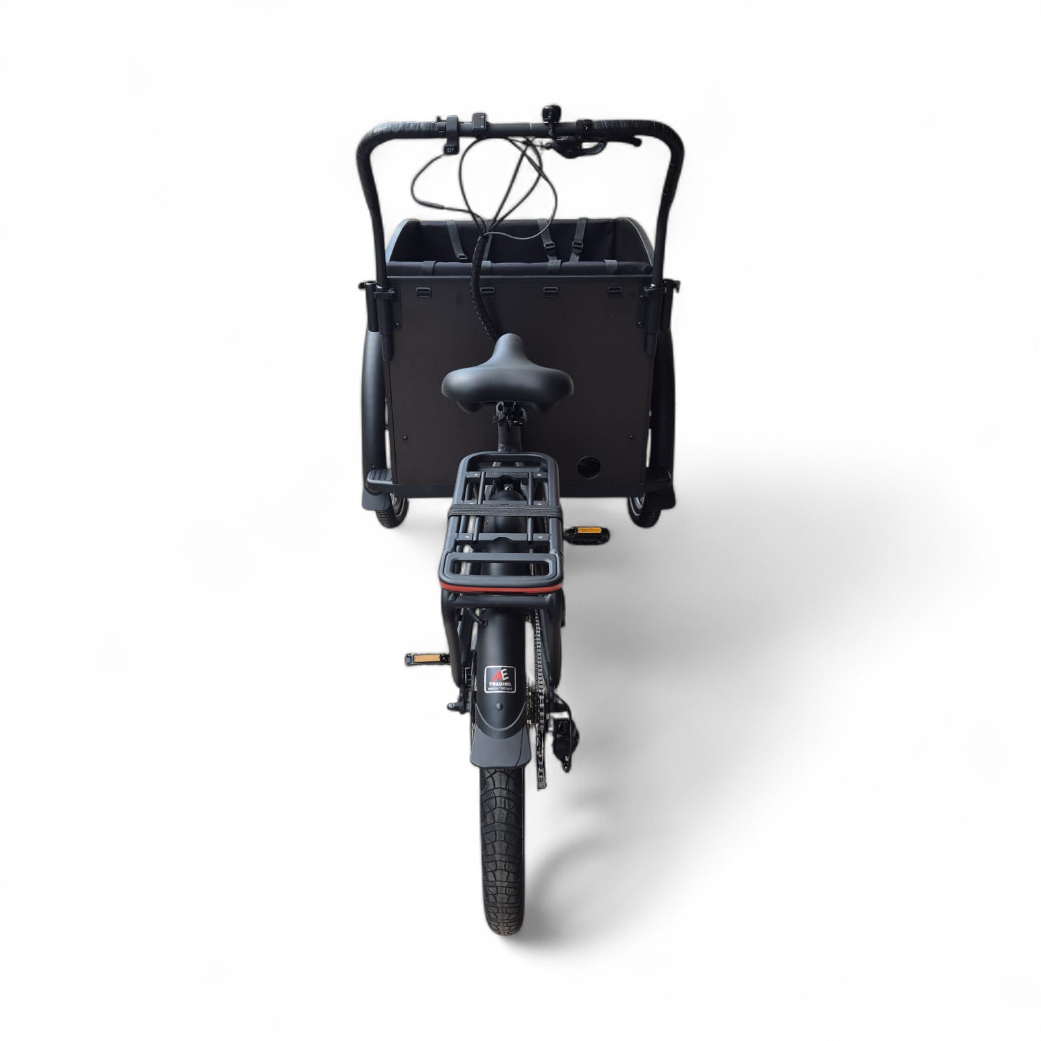 Vogue Journey Plus - Elektrische Bakfiets - Mat Zwart Zwarte Accenten - 48 cm - Accu 522Wh (36V, 14.5Ah) - Ananda Middenmotor - Shimano 7 Versnellingen - Hydraulische Remmen - AE-trading