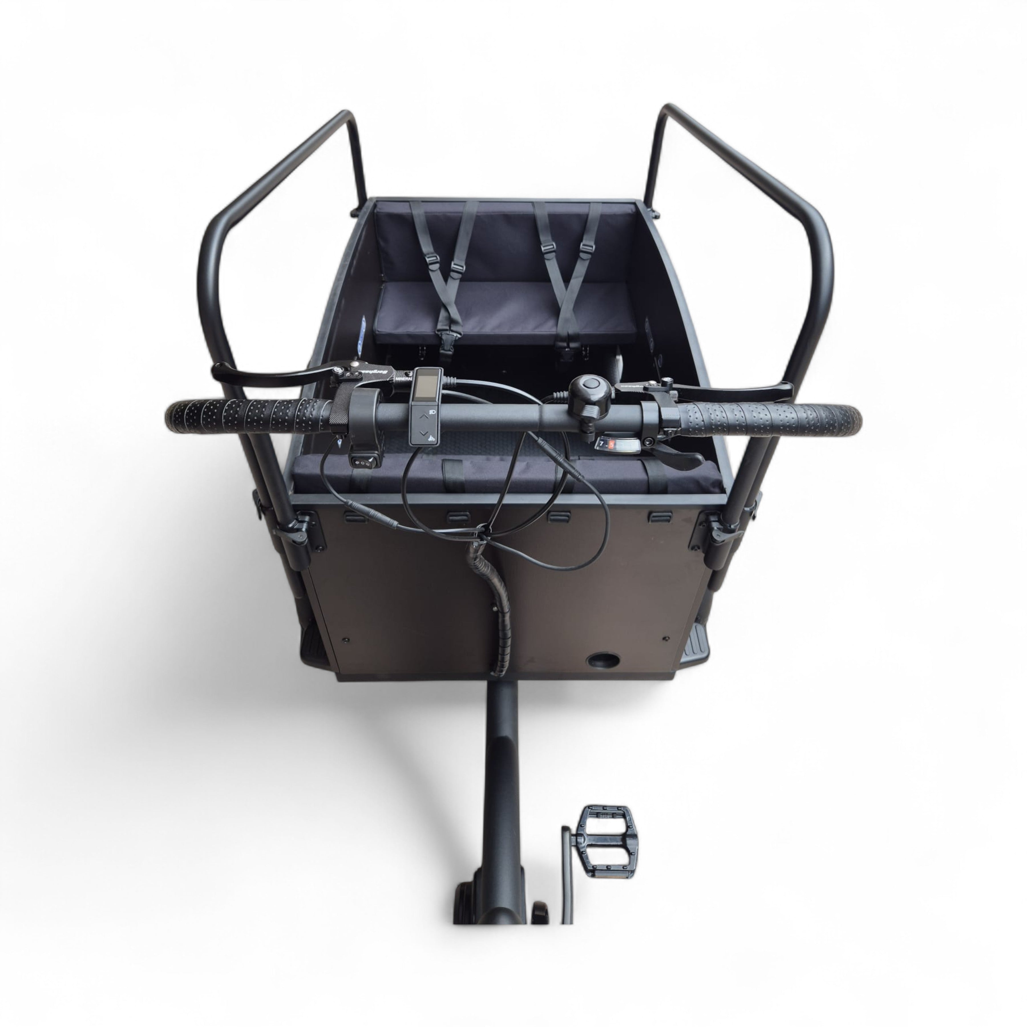 Vogue Journey Plus - Elektrische Bakfiets - Mat Zwart Zwarte Accenten - 48 cm - Accu 522Wh (36V, 14.5Ah) - Ananda Middenmotor - Shimano 7 Versnellingen - Hydraulische Remmen - AE-trading