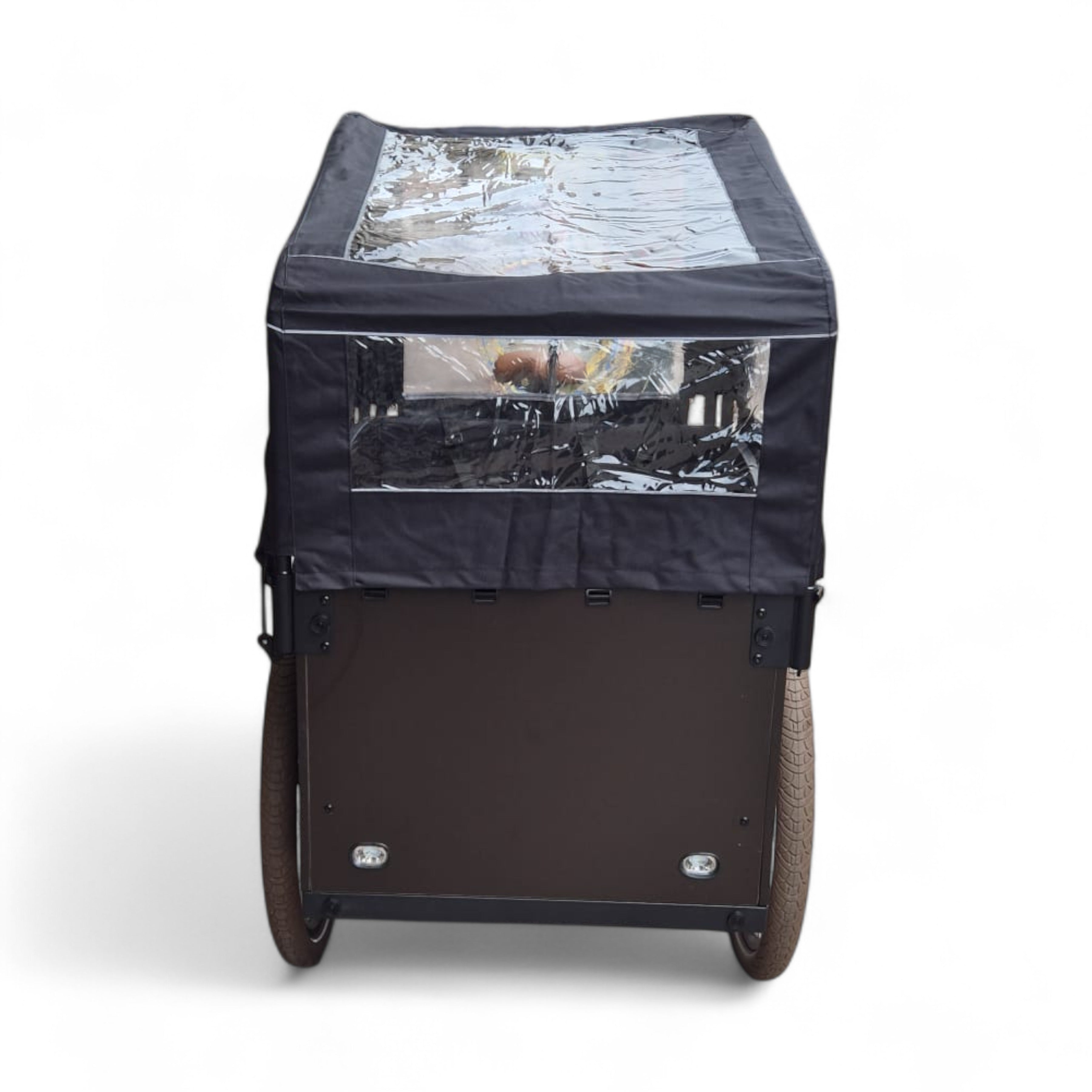 Vogue Journey Plus - Elektrische Bakfiets - Mat Zwart Bruine Accenten - 48 cm - Accu 522Wh (36V, 14.5Ah) - Ananda Middenmotor - Shimano 7 Versnellingen - Hydraulische Remmen - AE-trading